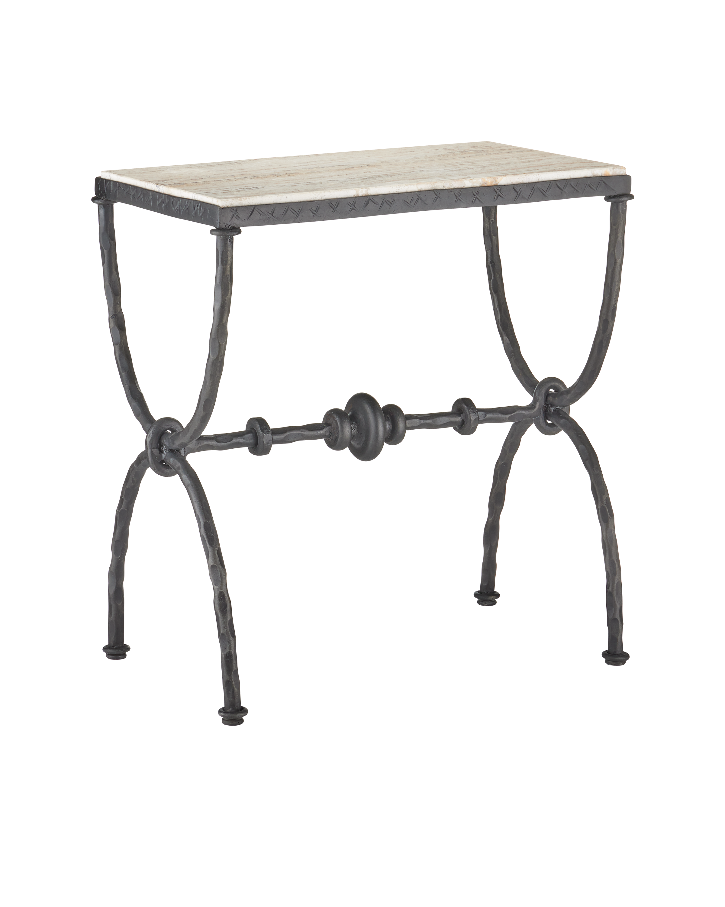 Agora White Travertine Side Table - Thumbnail 3