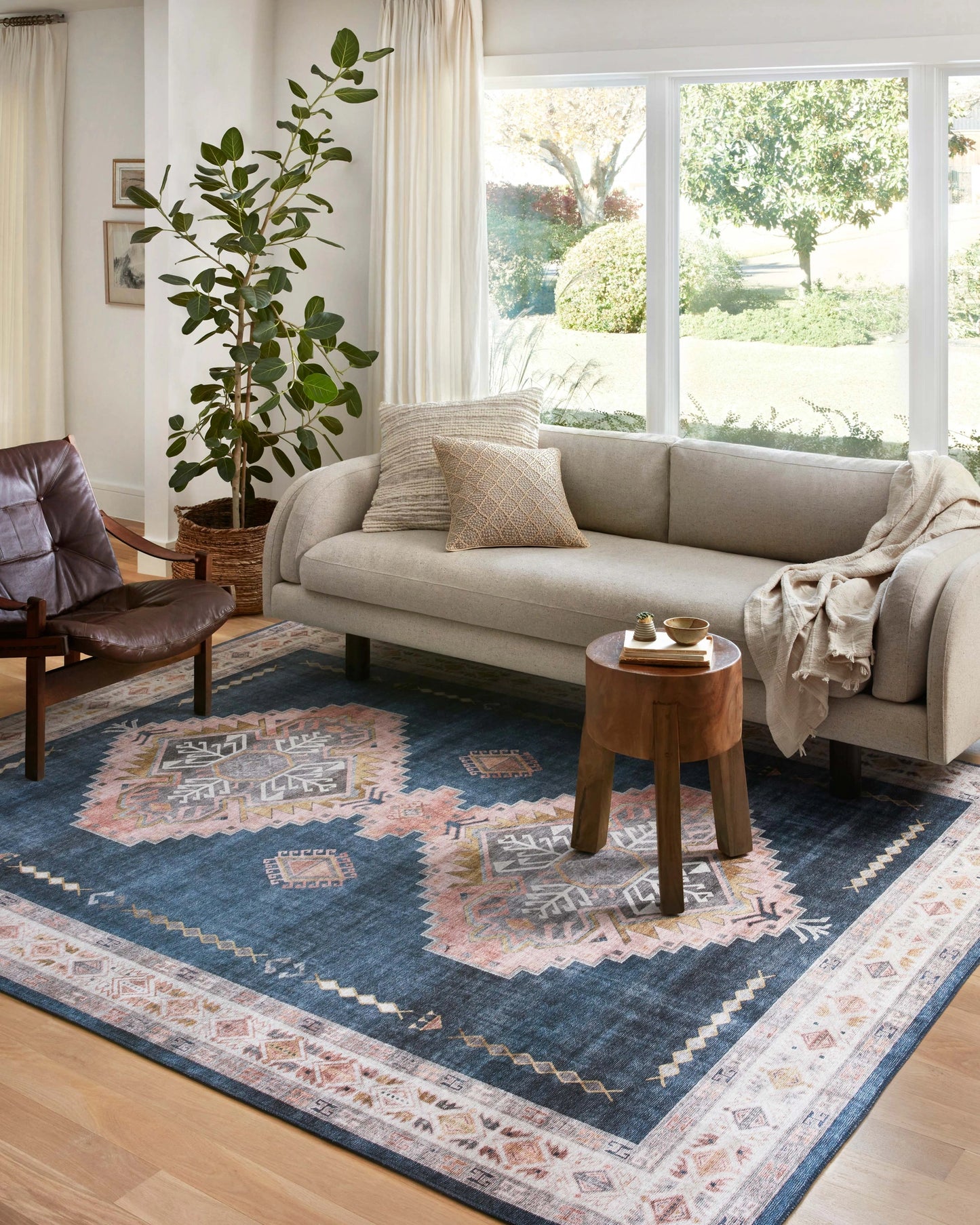 Loloi Heidi Denim / Blush 2'-3" x 3'-9" Accent Rug