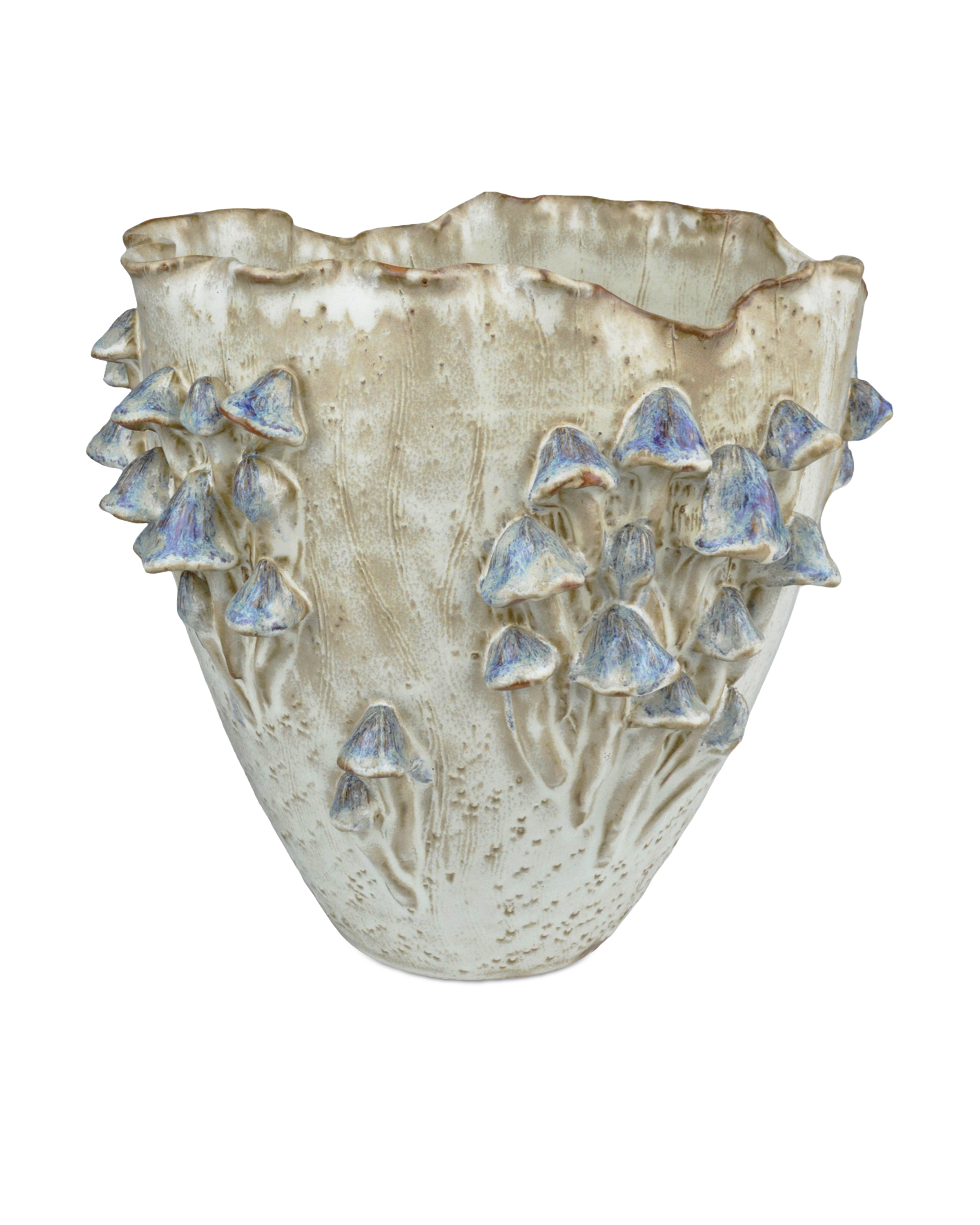 Black Forest Mushrooms Large Ivory Vase
