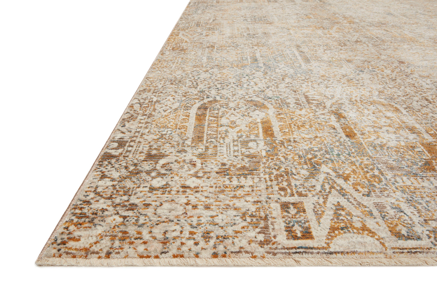 Loloi Lourdes Ivory / Orange 2'-7" x 7'-9" Runner Rug