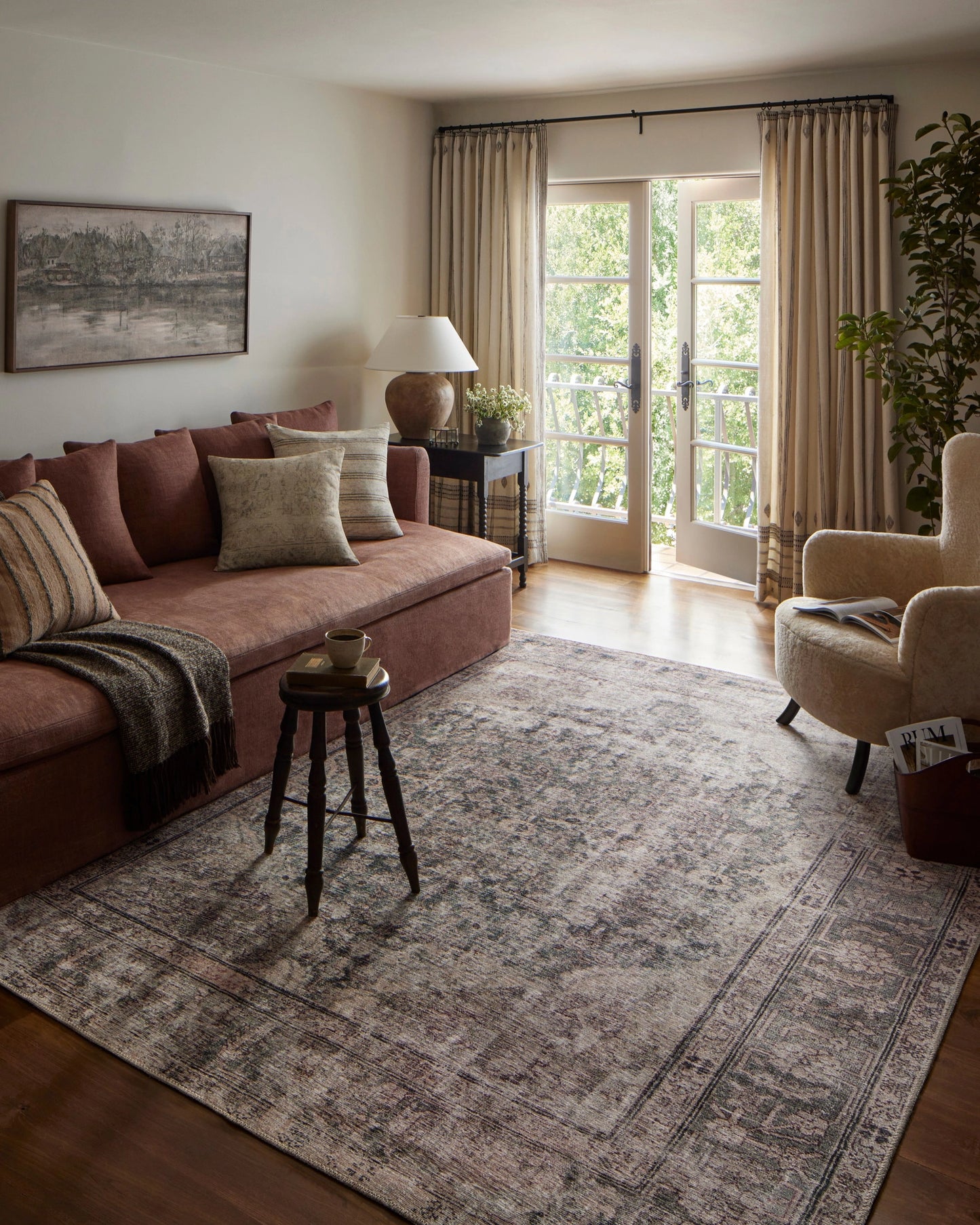 Amber Lewis x Loloi Georgie Lagoon / Beige 2'-0" x 5'-0" Accent Rug