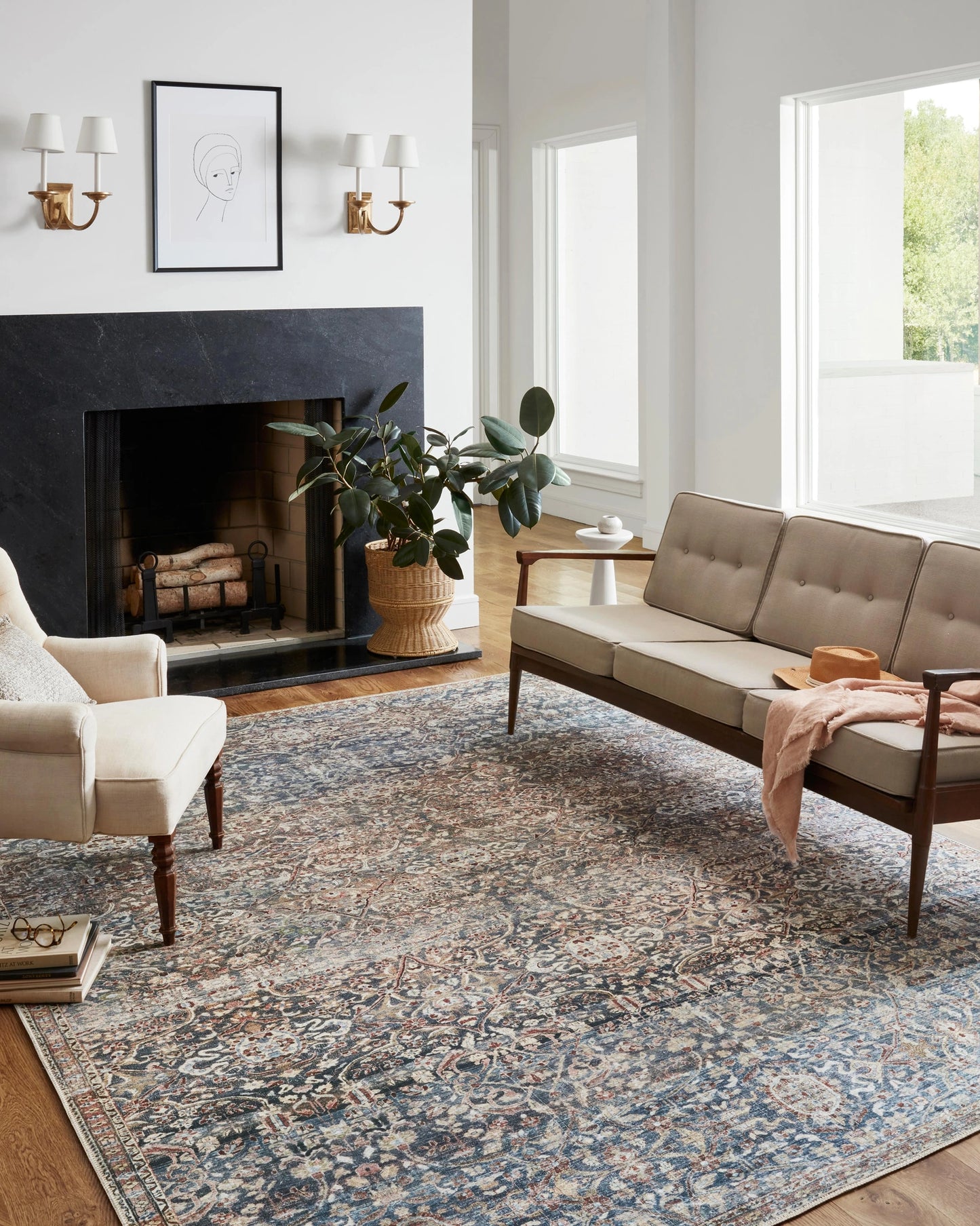 Chris Loves Julia x Loloi Jules Denim / Spice 2'-6" x 7'-6" Runner Rug