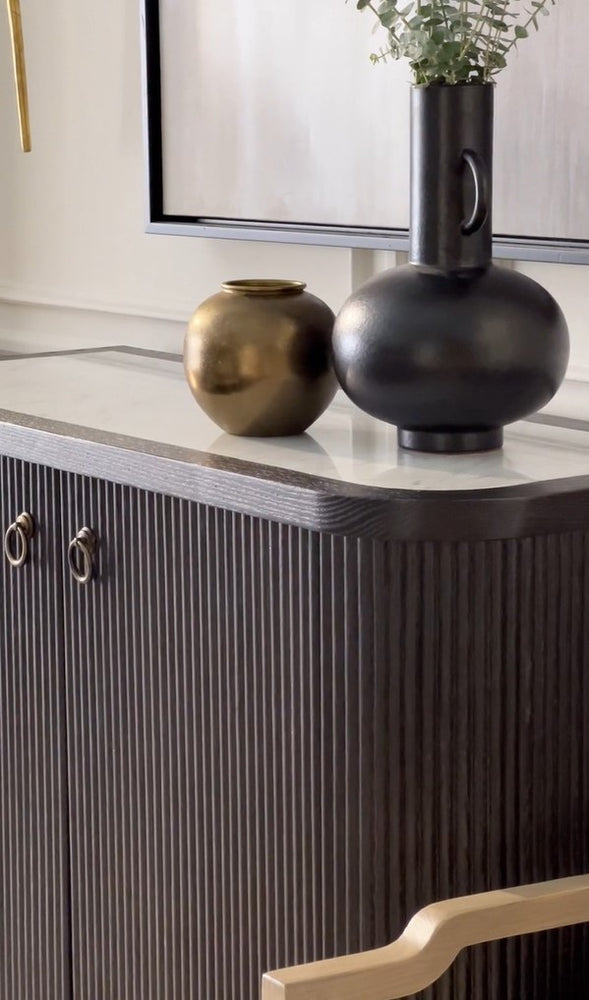 Everett Demilune Two Doors Credenza - Charcoal