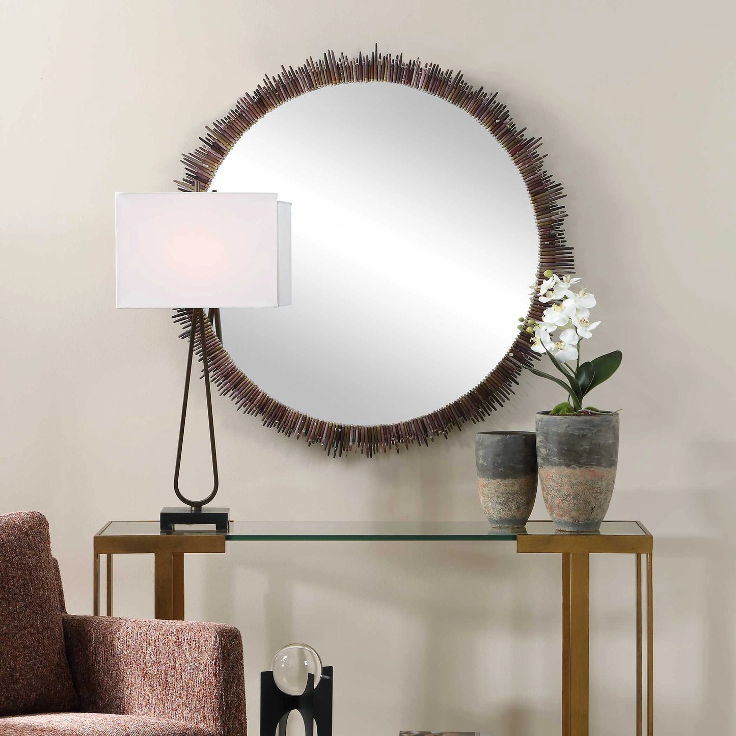 Uttermost Tiger Sea Urchin Round Mirror