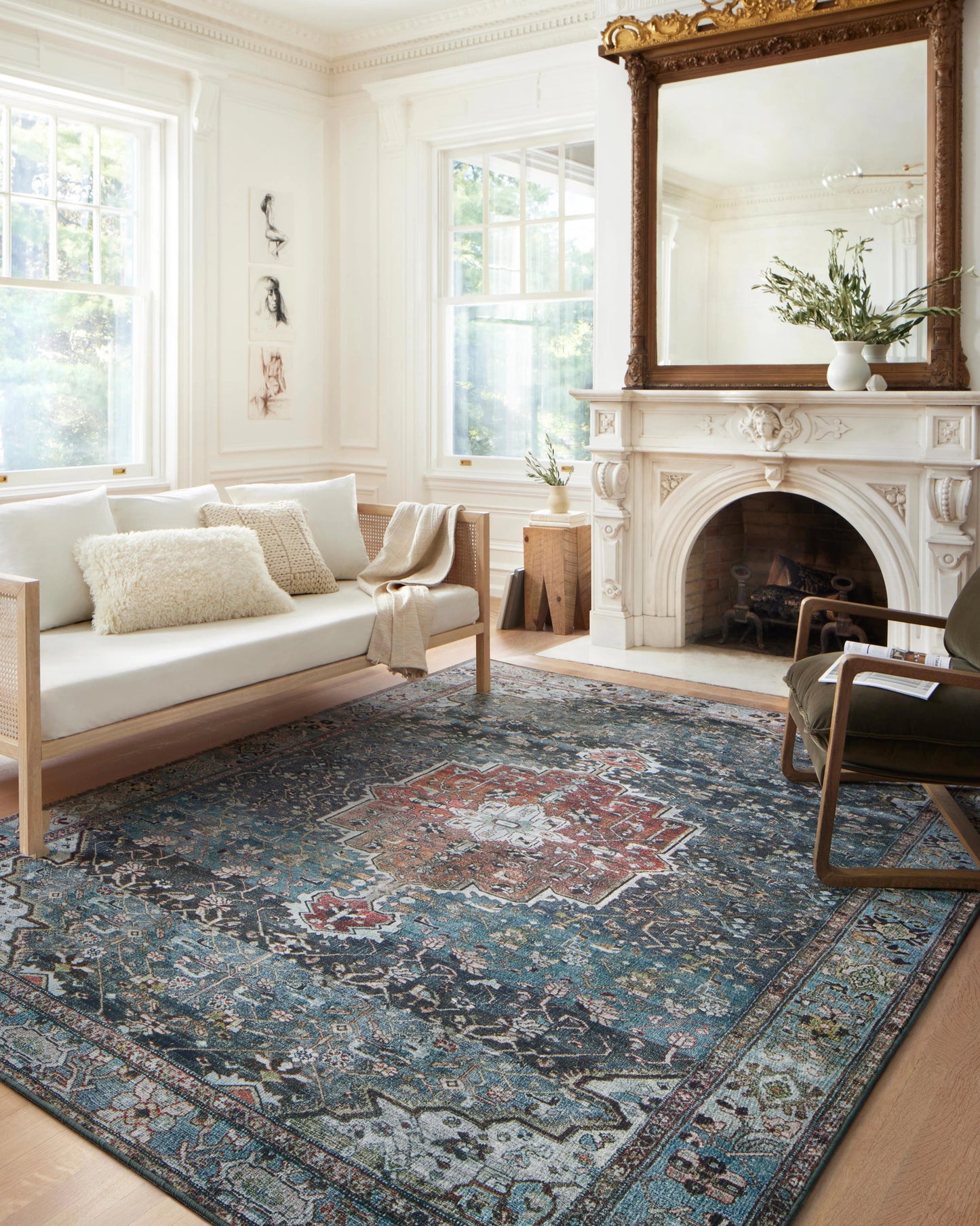 Loloi Margot Ocean / Brick 2'-6" x 7'-6" Runner Rug