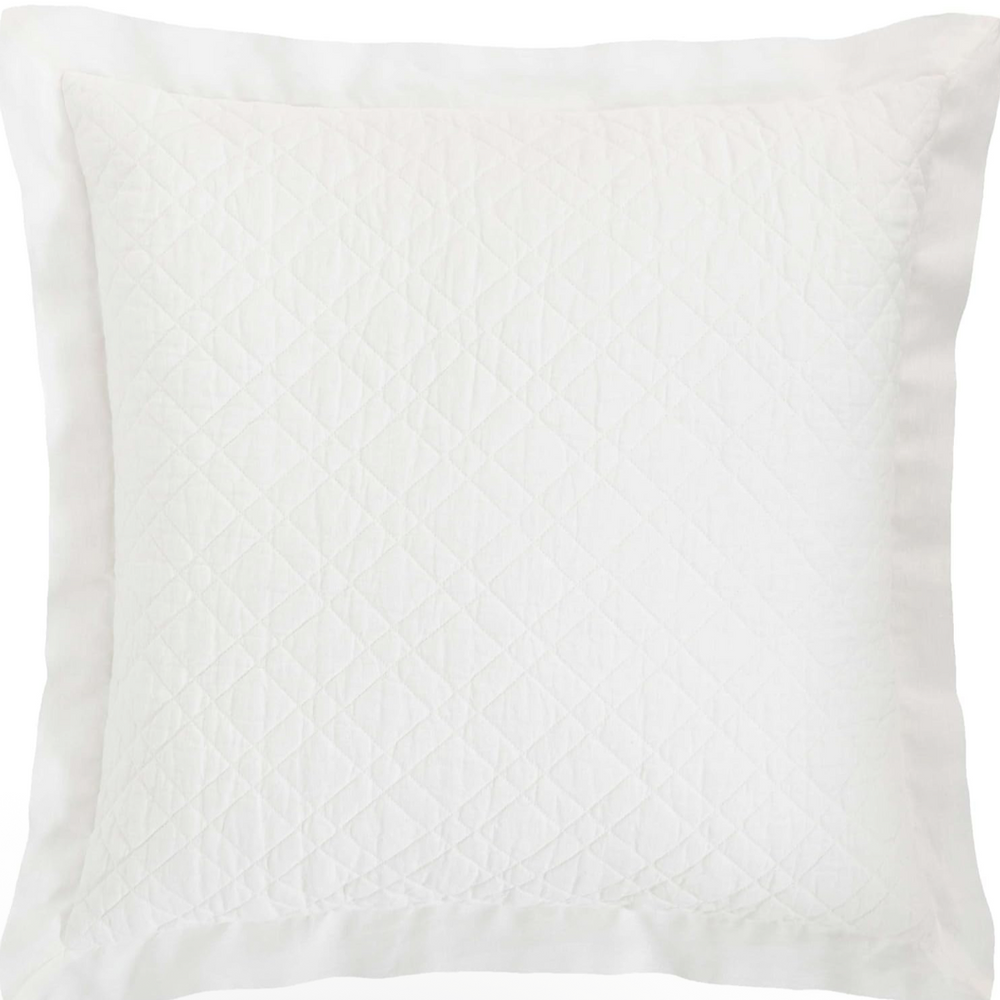 Washed Linen Quilted Euro Sham - Ivory