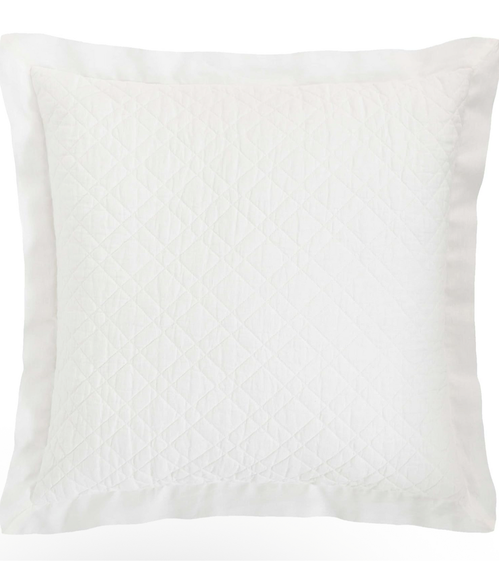 Washed Linen Quilted Euro Sham - Ivory