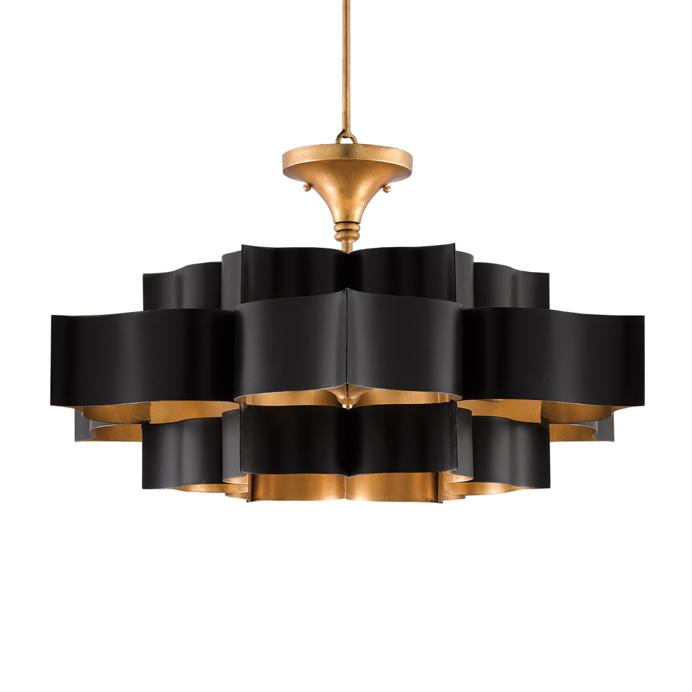 Grand Lotus Large Black Chandelier