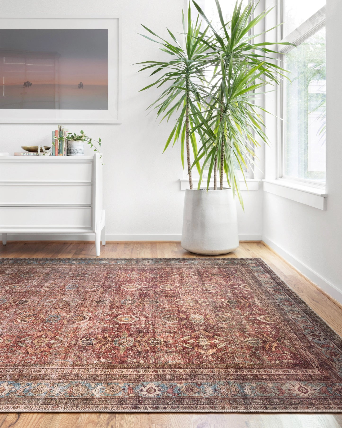 Loloi Layla Brick / Blue 2'-6" x 9'-6" Runner Rug
