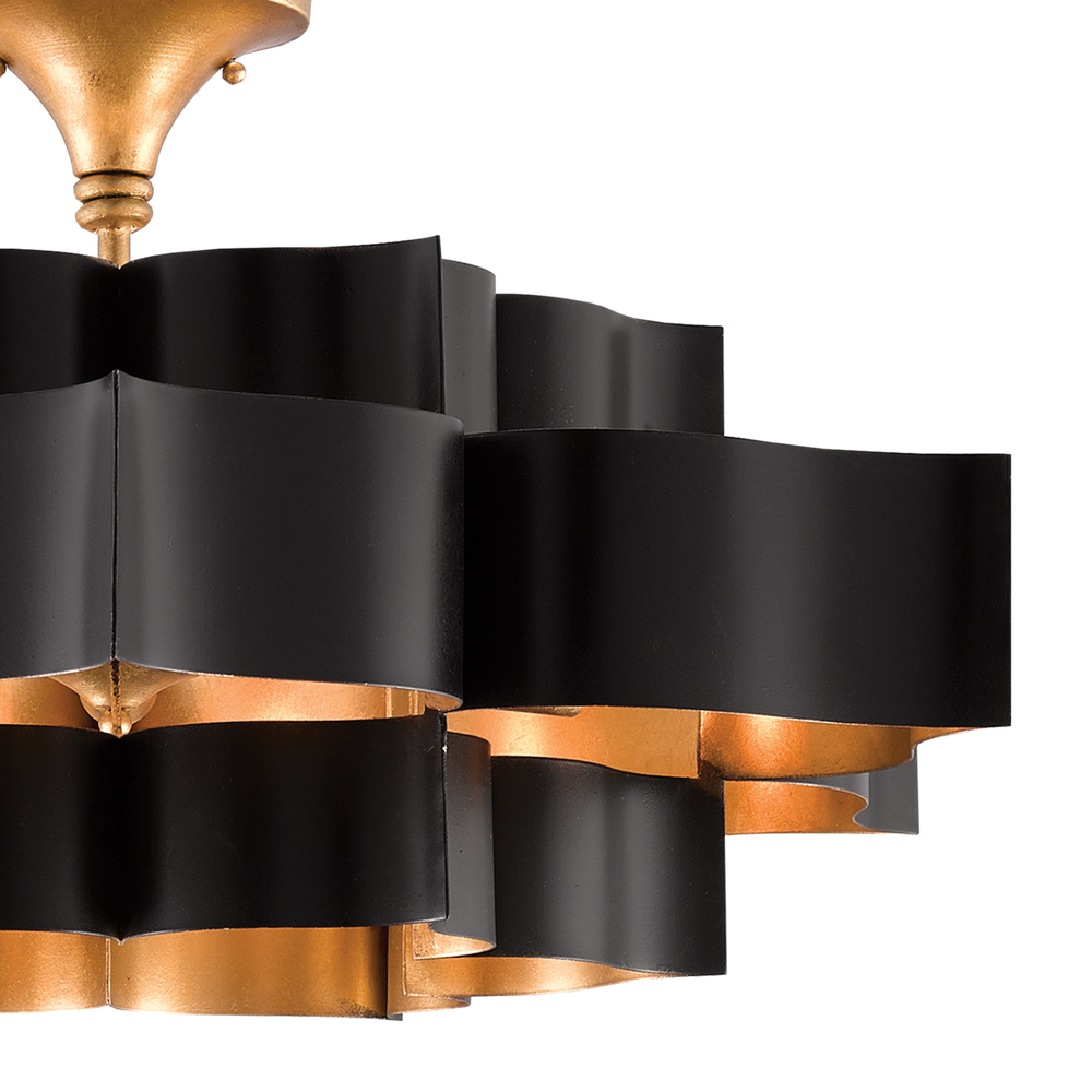 Grand Lotus Large Black Chandelier
