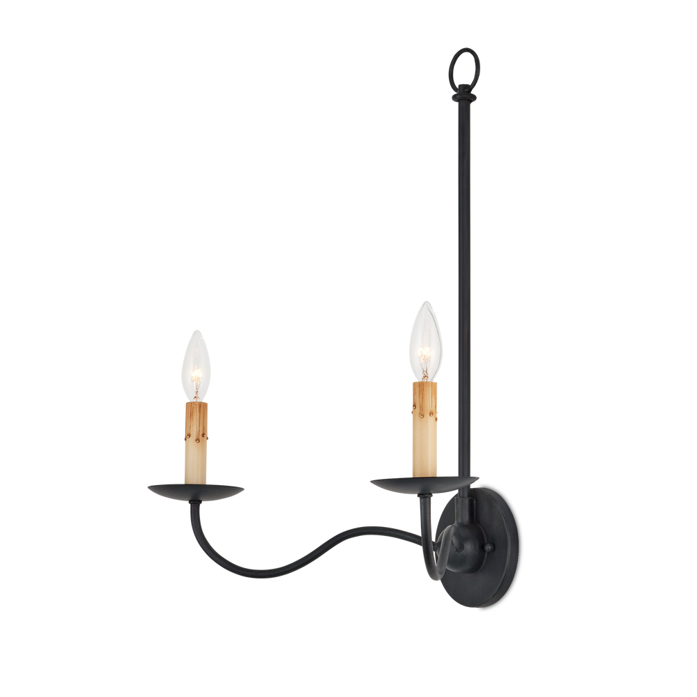 
                      
                        Saxon Double-Light Black Wall Sconce
                      
                    