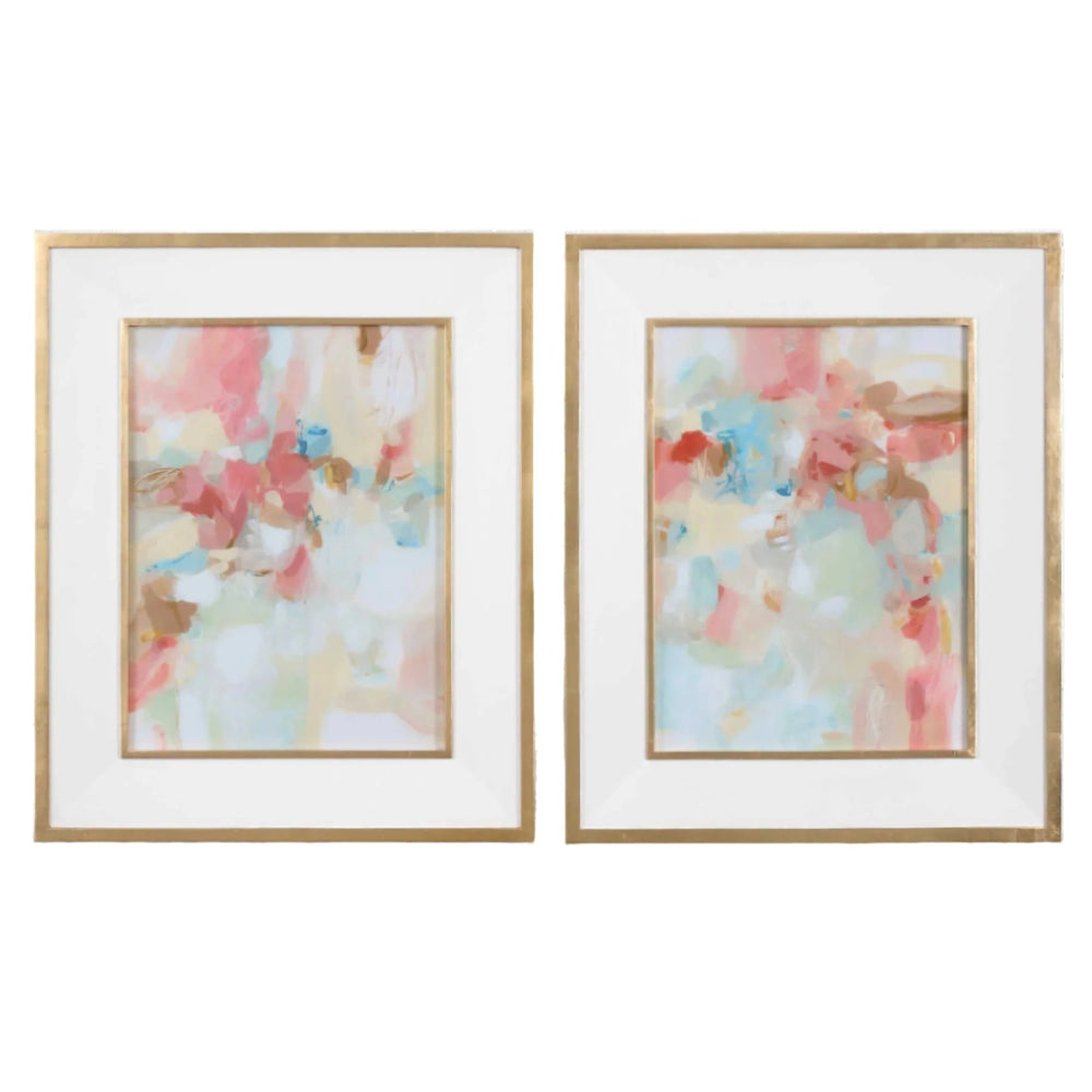 A Touch Of Blush & Rosewood Prints, Set of 2