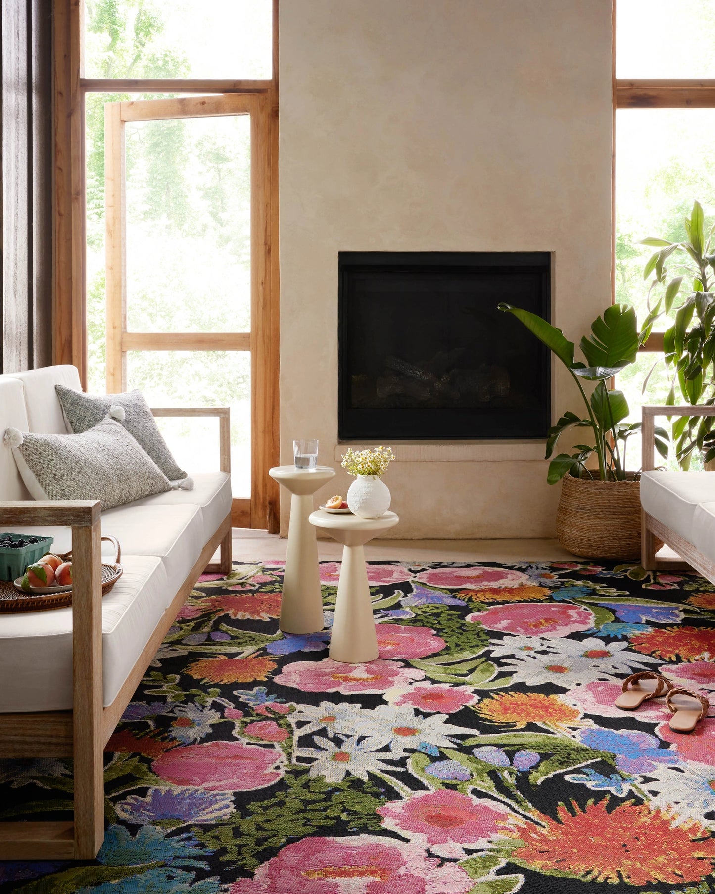 Loloi Botanical Black / Multi 6'-7" x 9'-4" Area Rug