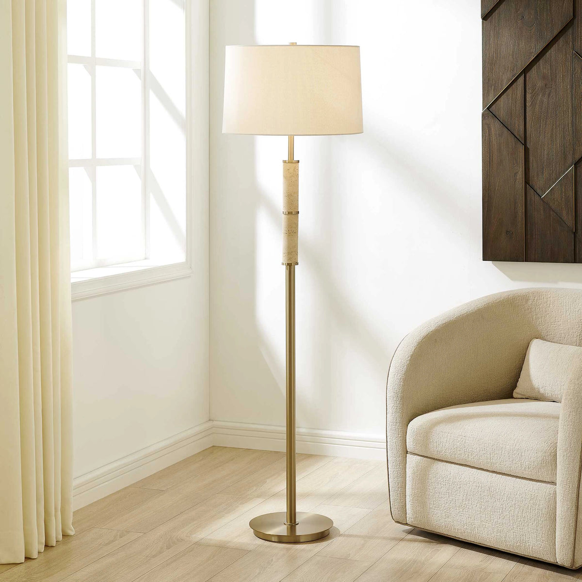 Verlaine Travertine Floor Lamp
