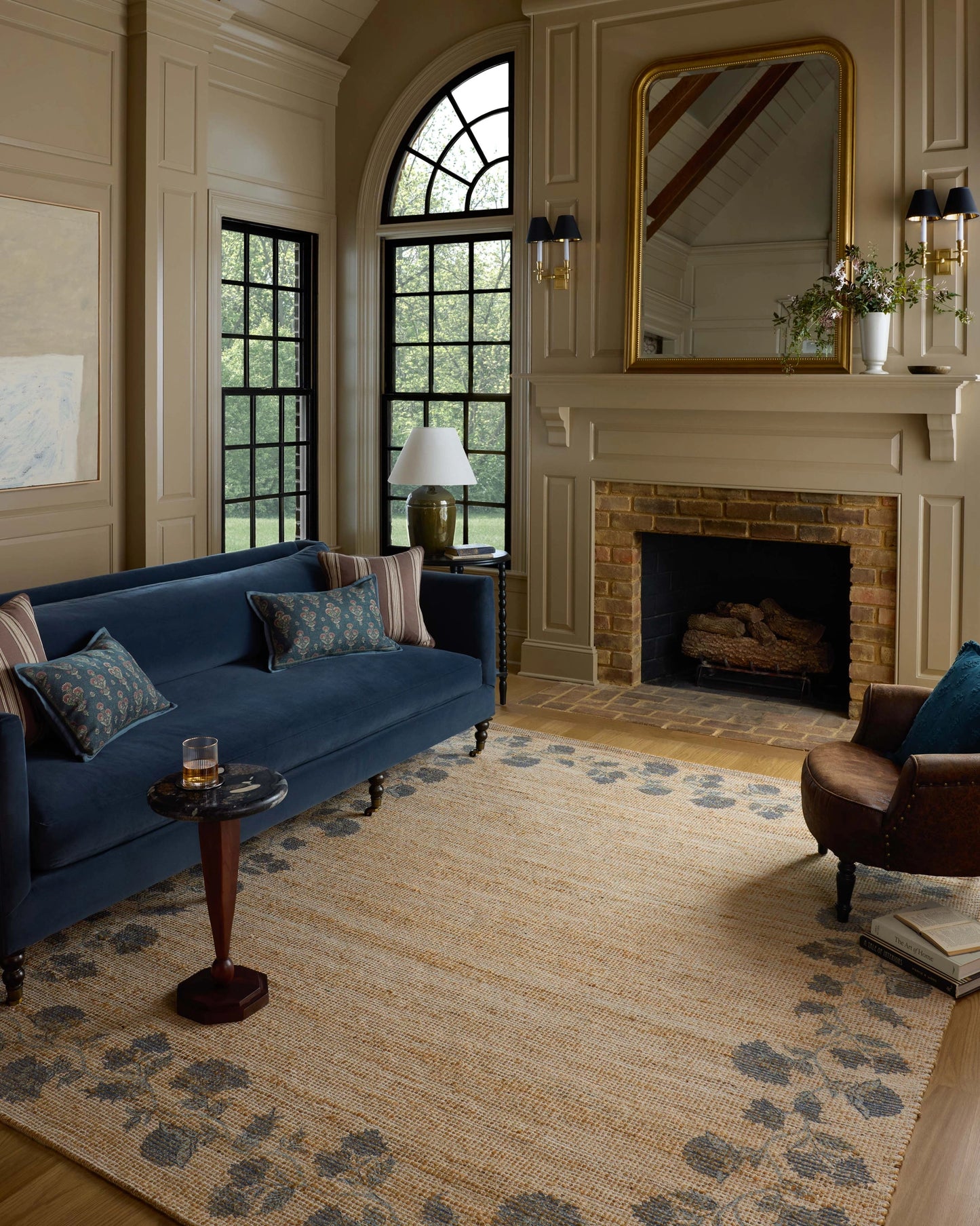 Chris Loves Julia x Loloi Rue Natural / Denim 8'-6" x 11'-6" Area Rug