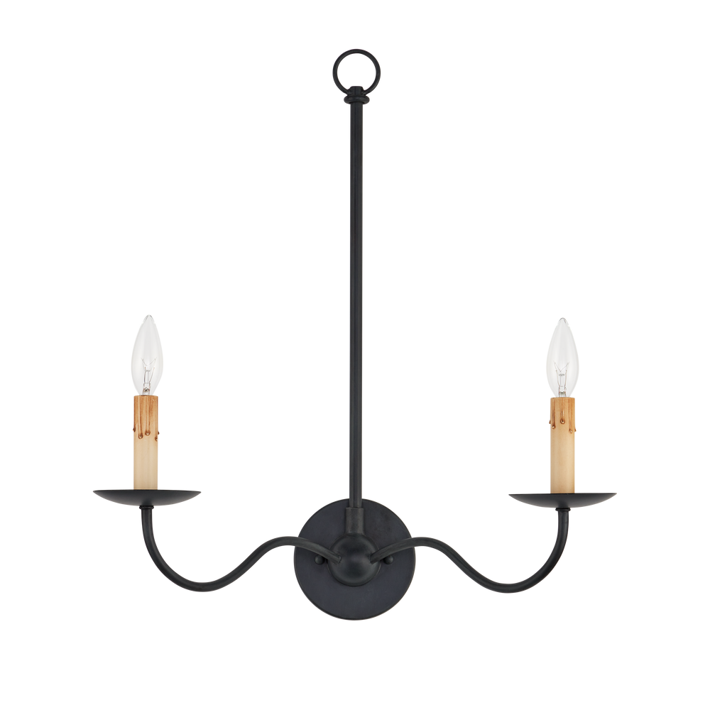 
                      
                        Saxon Double-Light Black Wall Sconce
                      
                    