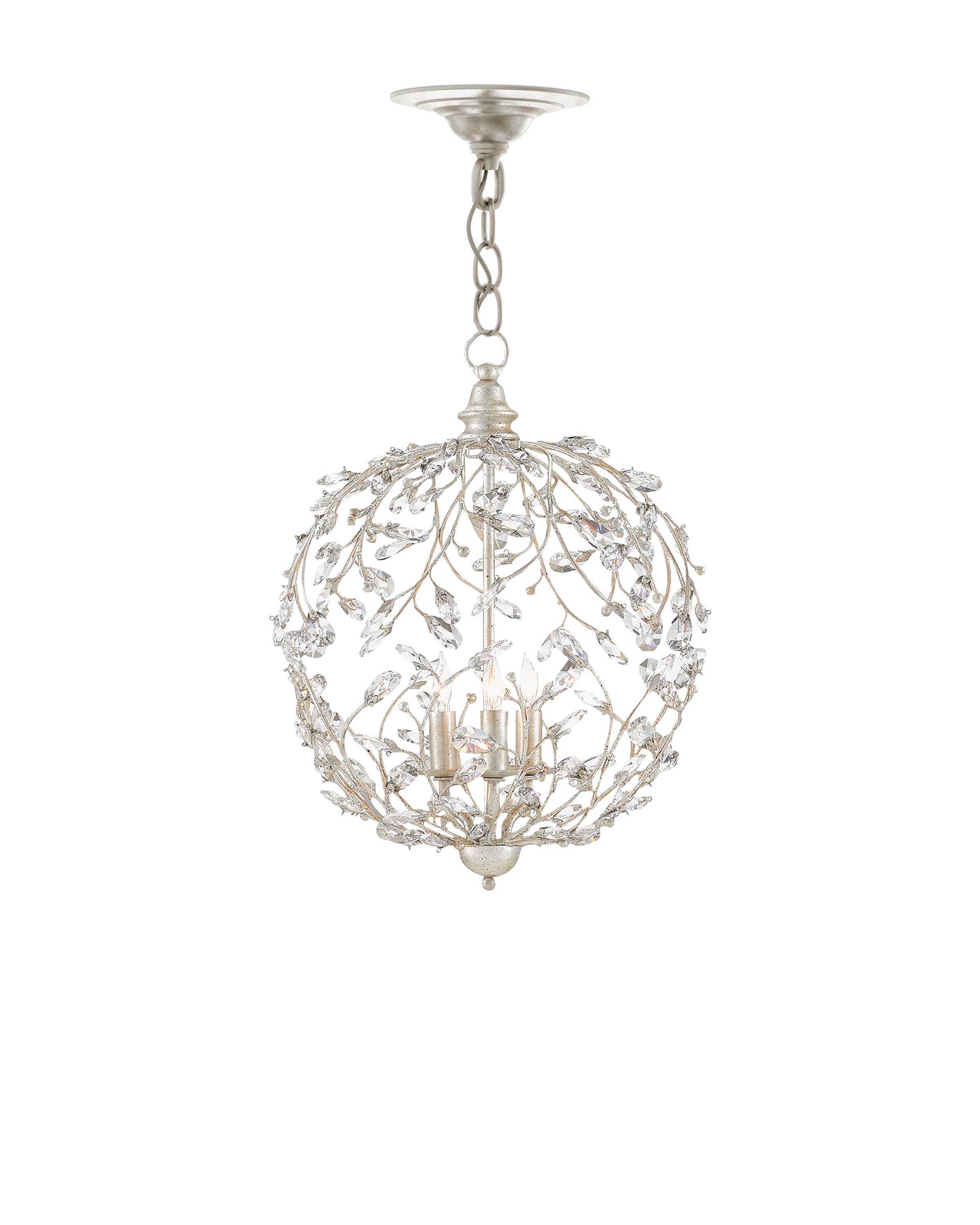 Crystal Bud Small Silver Chandelier - Thumbnail 5