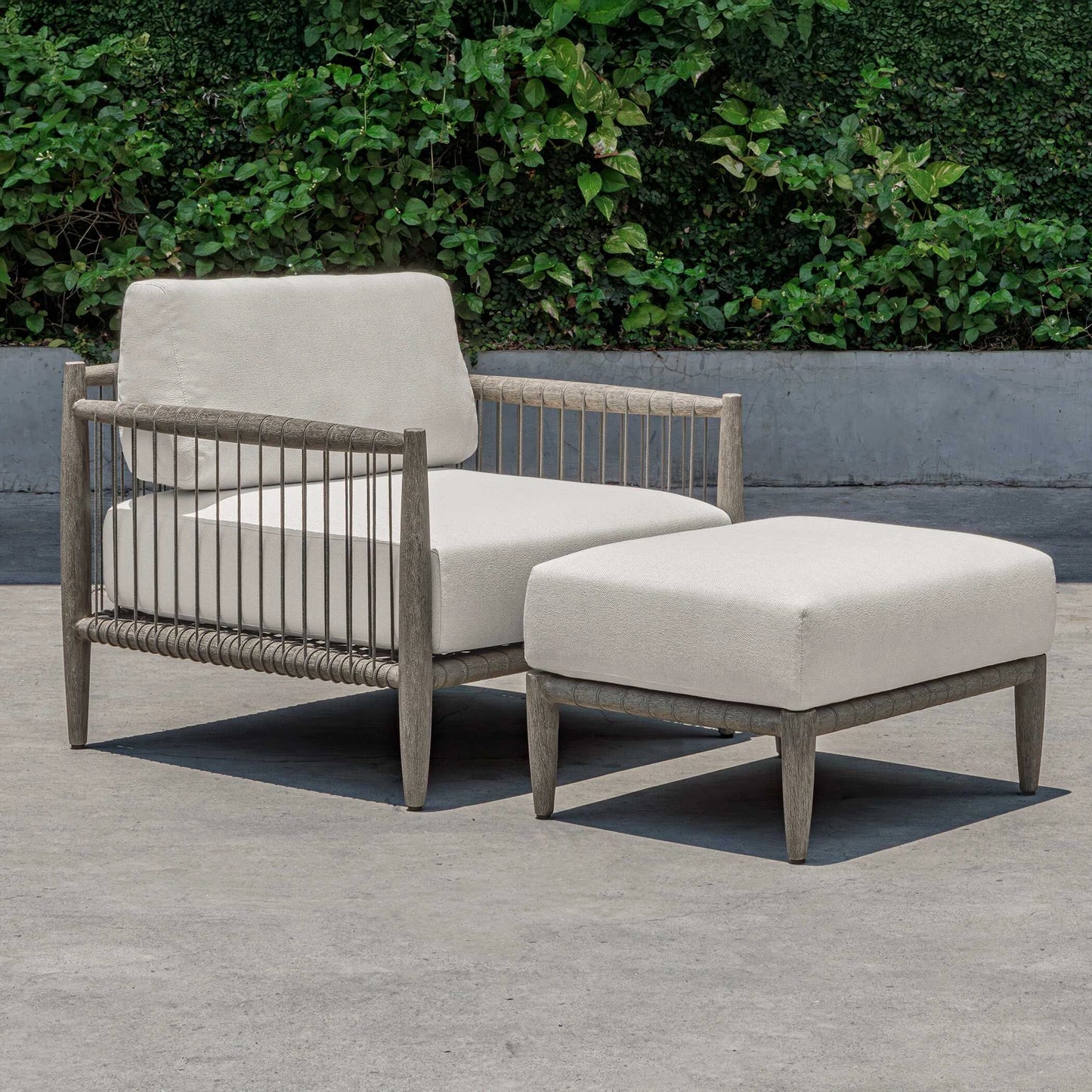 Uttermost Borneo White Cushion Outdoor Ottoman