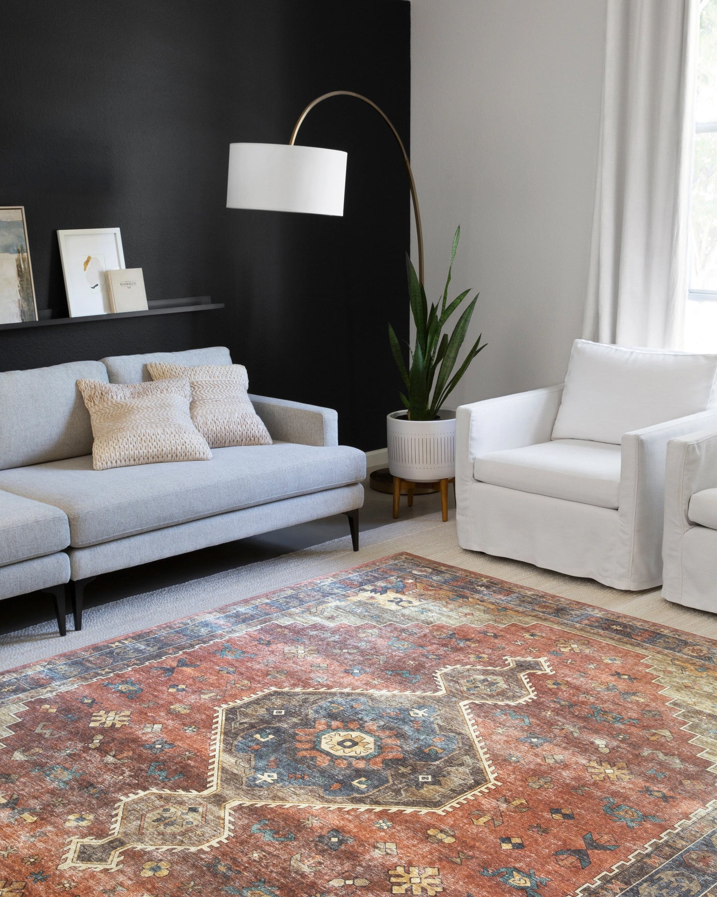 Loloi Skye Rust / Blue 5'-0" x 7'-6" Area Rug