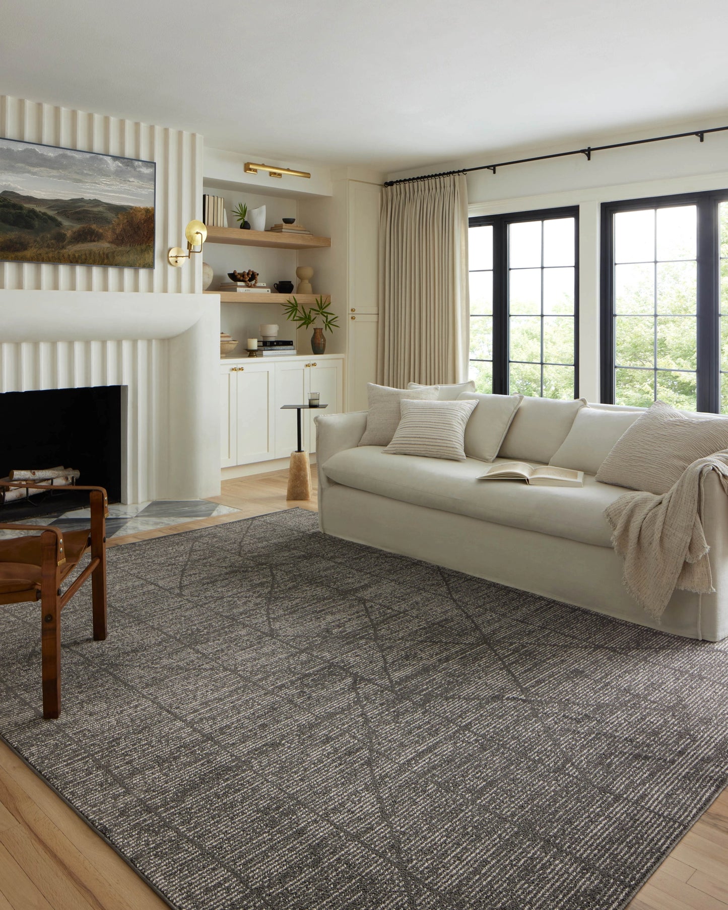 Loloi Kamala Charcoal / Ivory 6'-7" x 9'-6" Area Rug