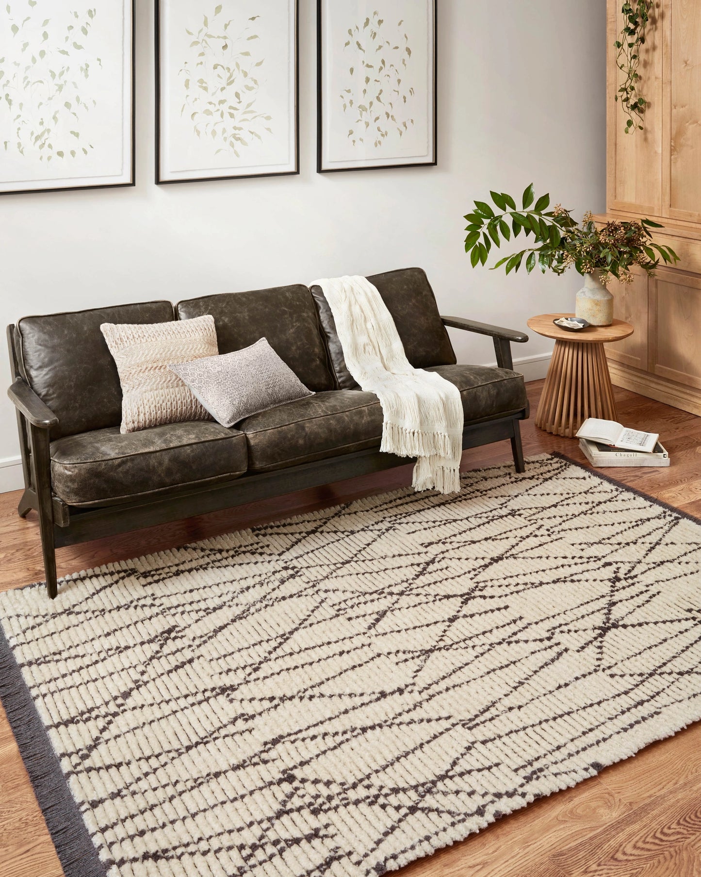 Chris Loves Julia x Loloi Alice Cream / Charcoal 6'-5" x 9'-2" Area Rug