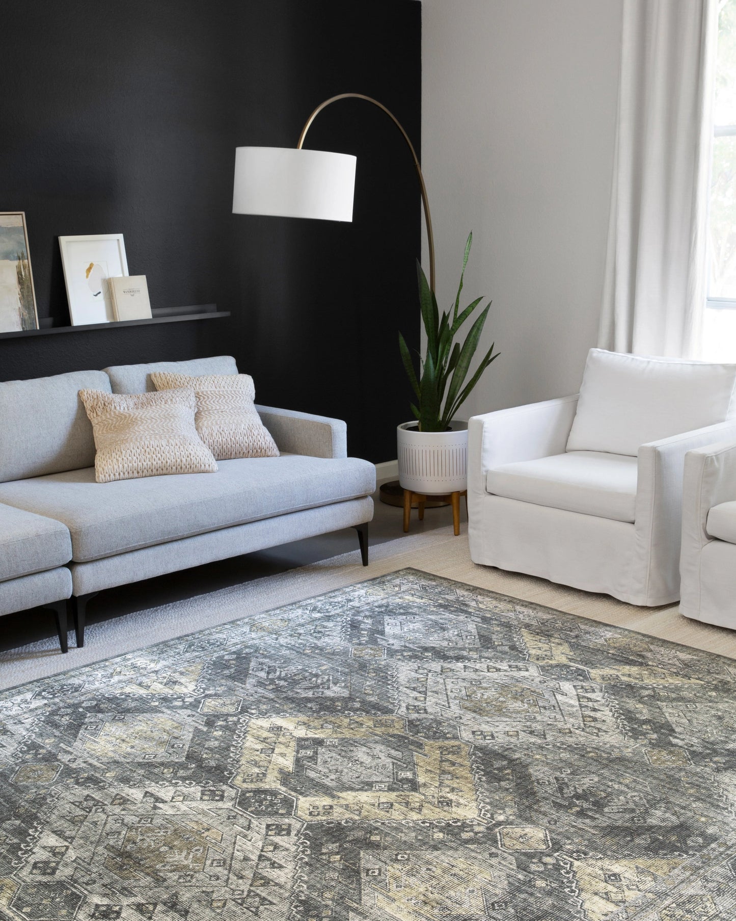 Loloi Skye Graphite / Silver 7' x 9' Oval Area Rug