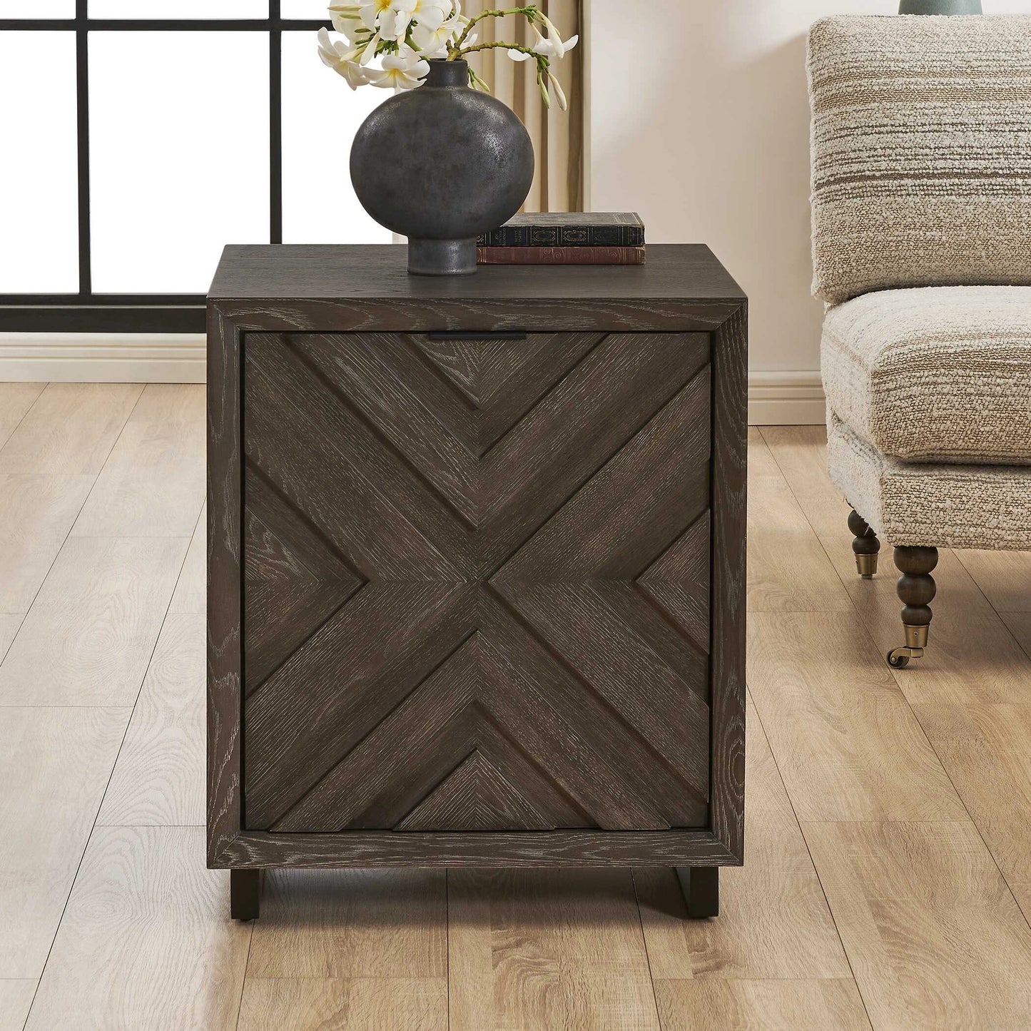 Uttermost Barrett Dark Charcoal Oak Cabinet