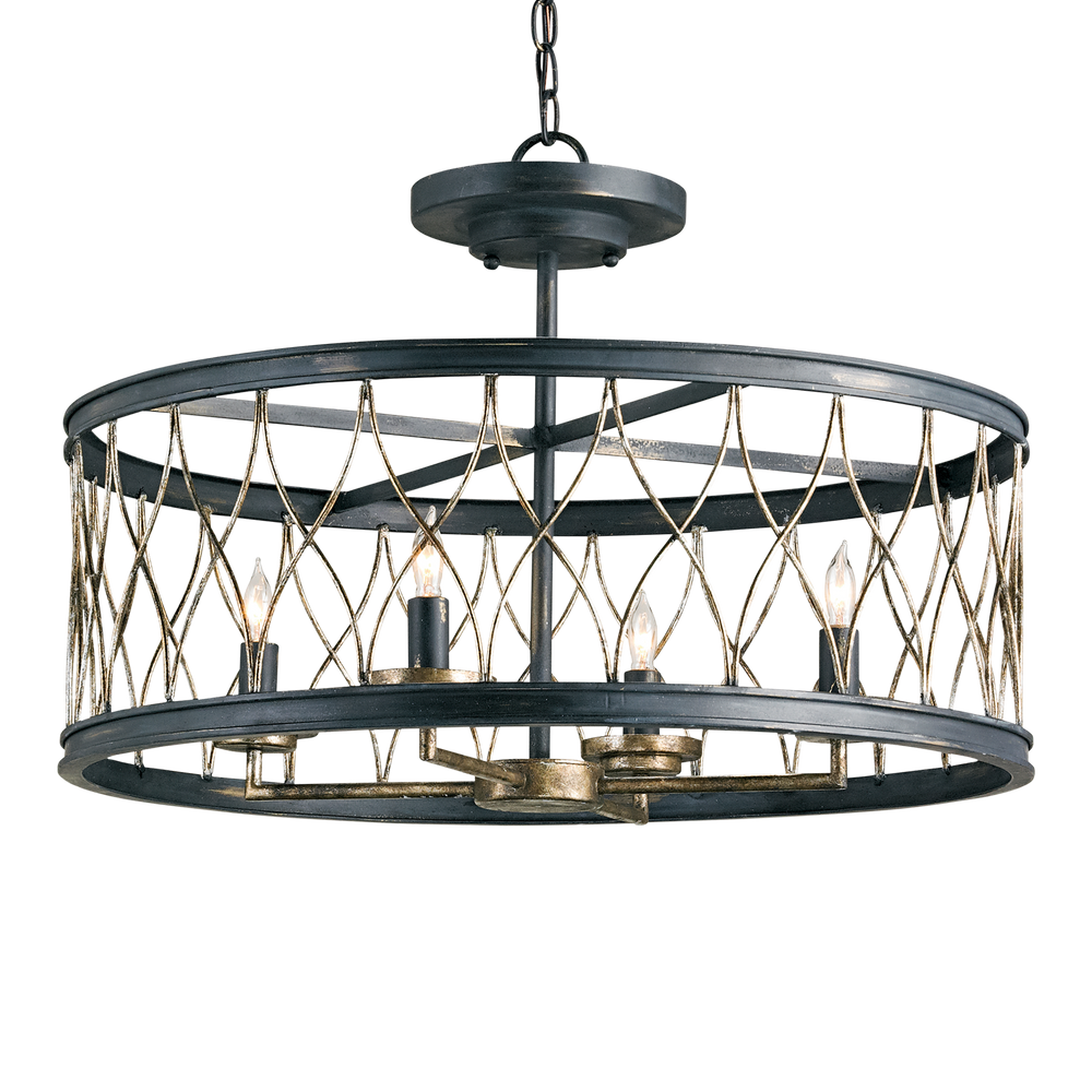 Crisscross Black Semi-Flush Mount