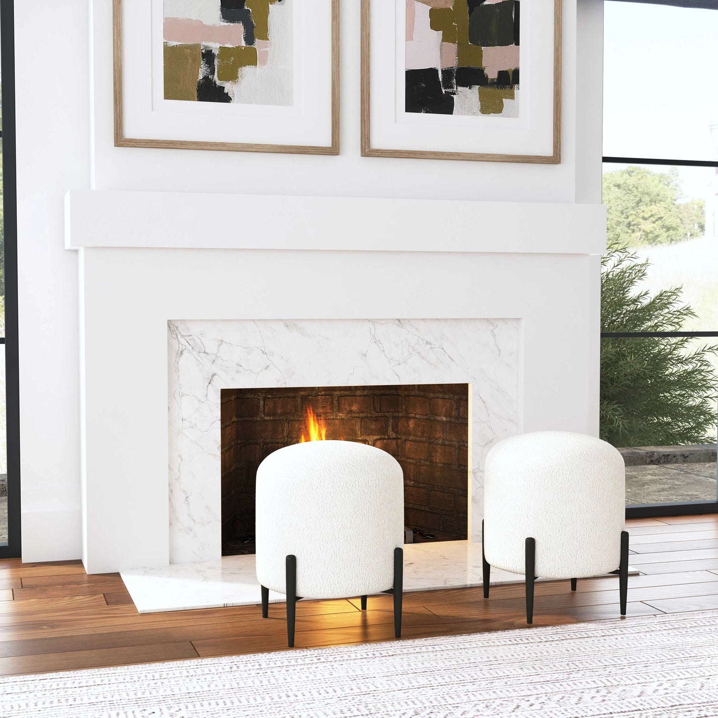 Uttermost Arles White Shearling Ottoman