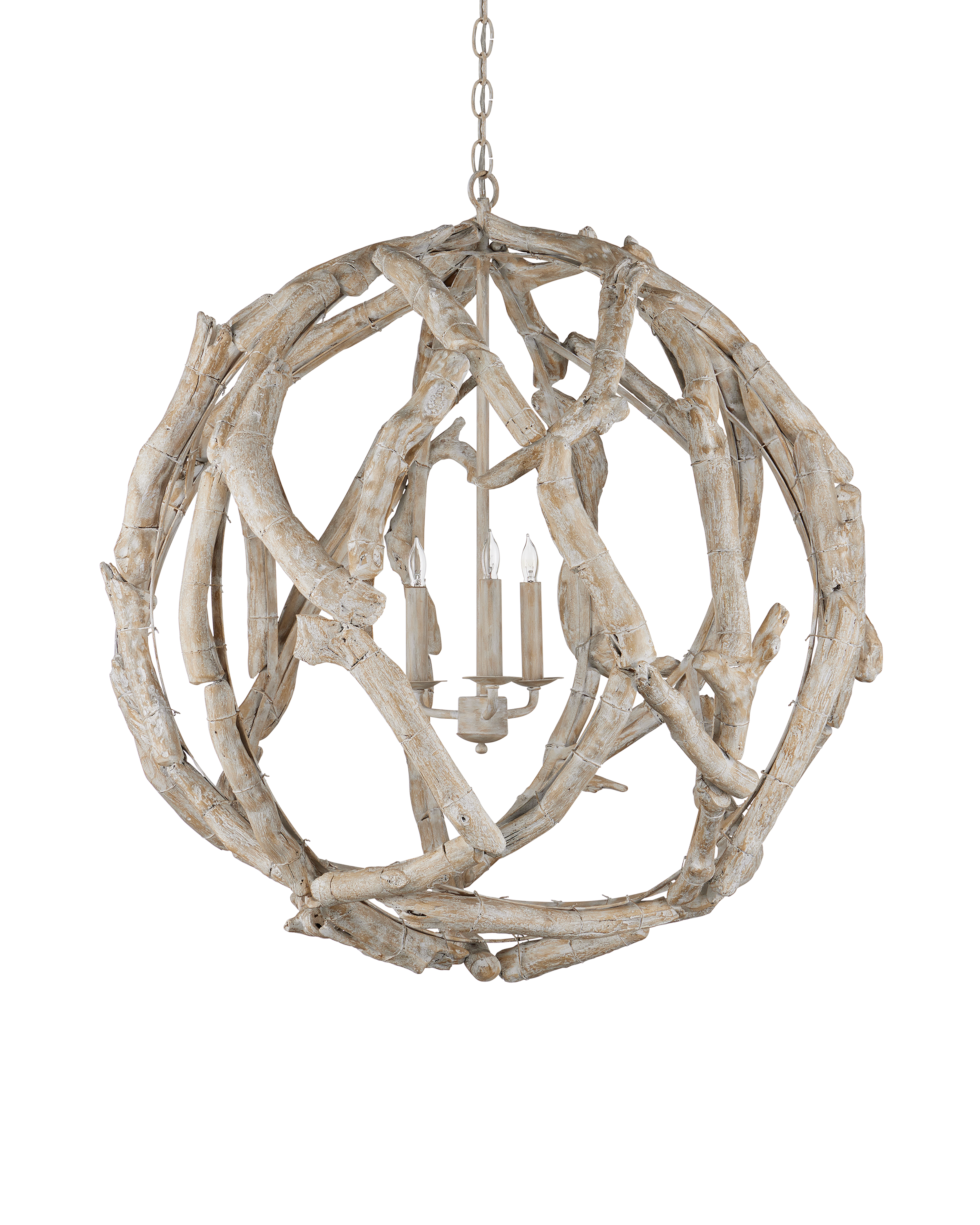 Driftwood Whitewash Orb Chandelier - Thumbnail 2