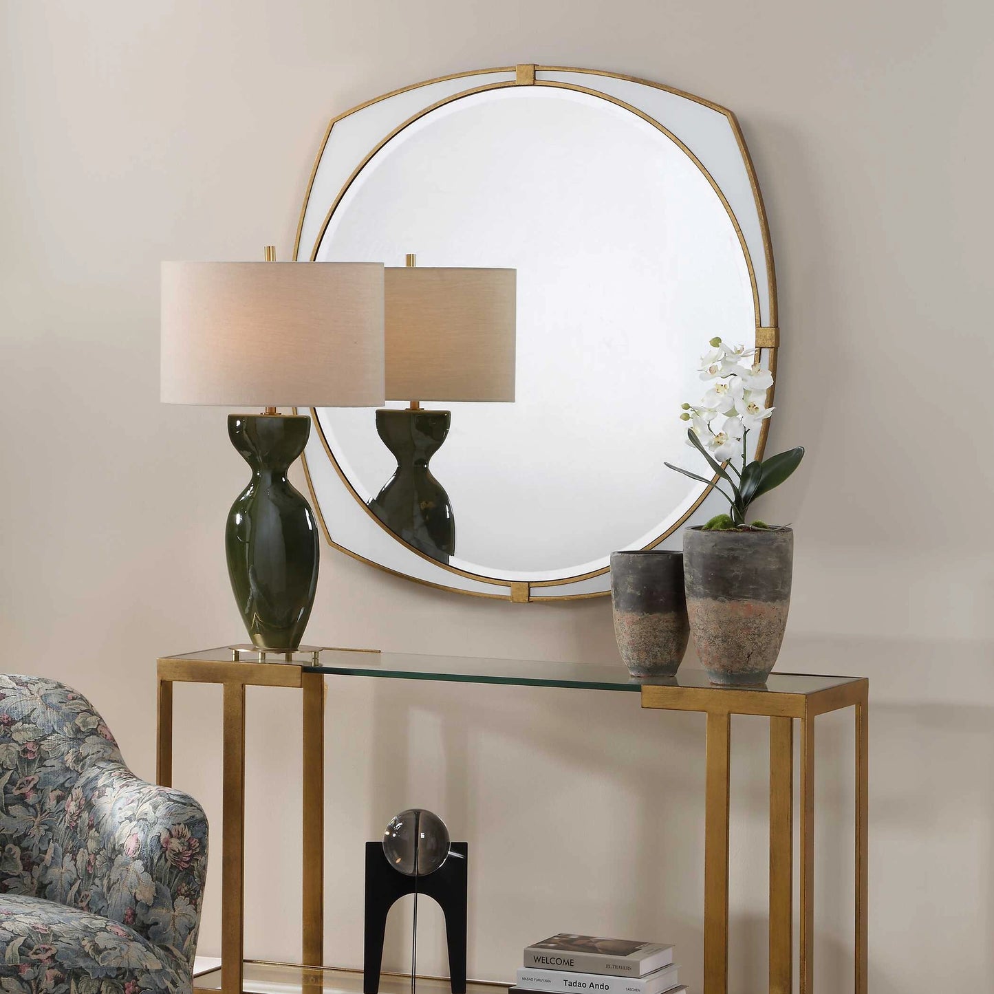 Uttermost Estella White Round Mirror
