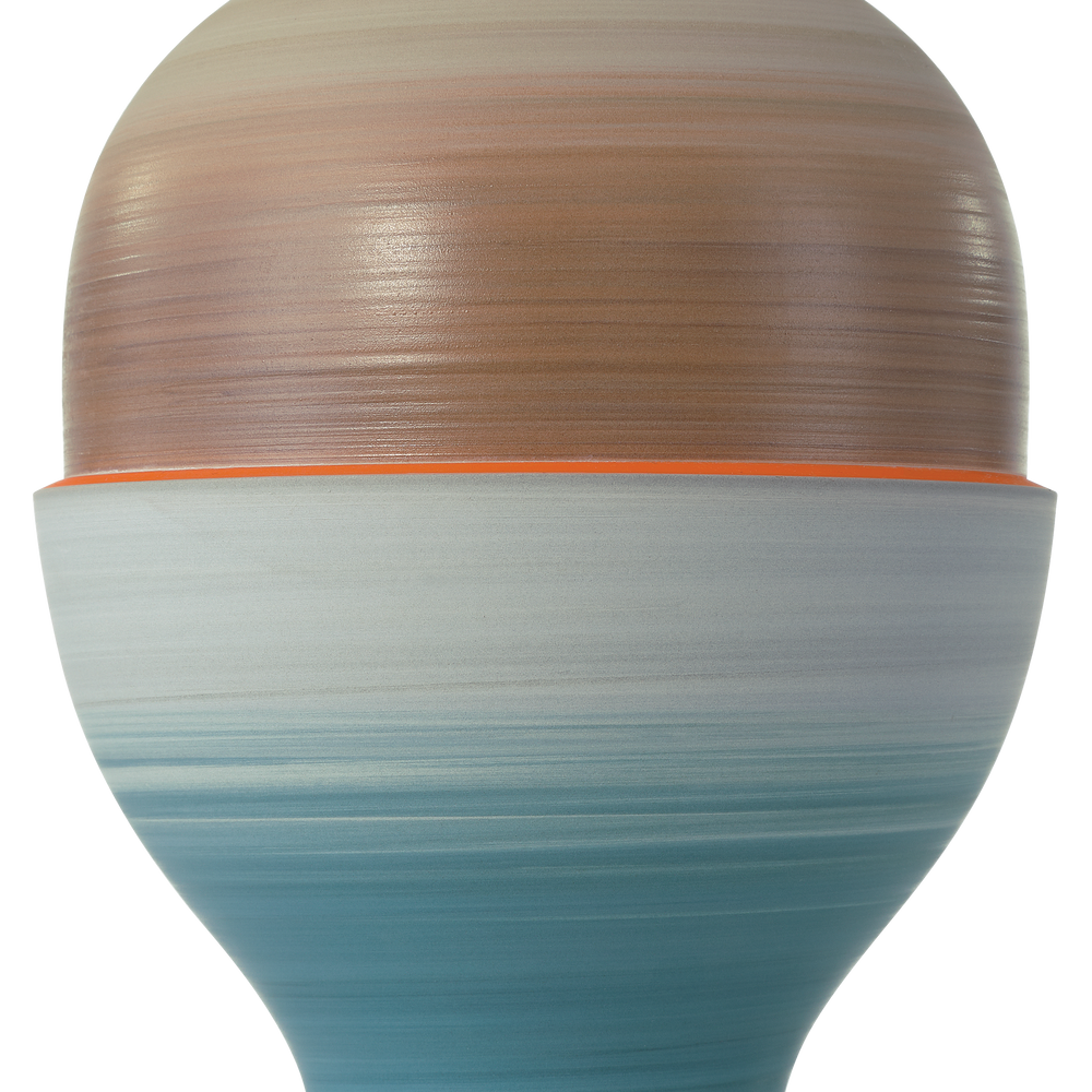 
                      
                        Happy 80's Gray, Beige, Orange & Blue Vase Set of 3.
                      
                    