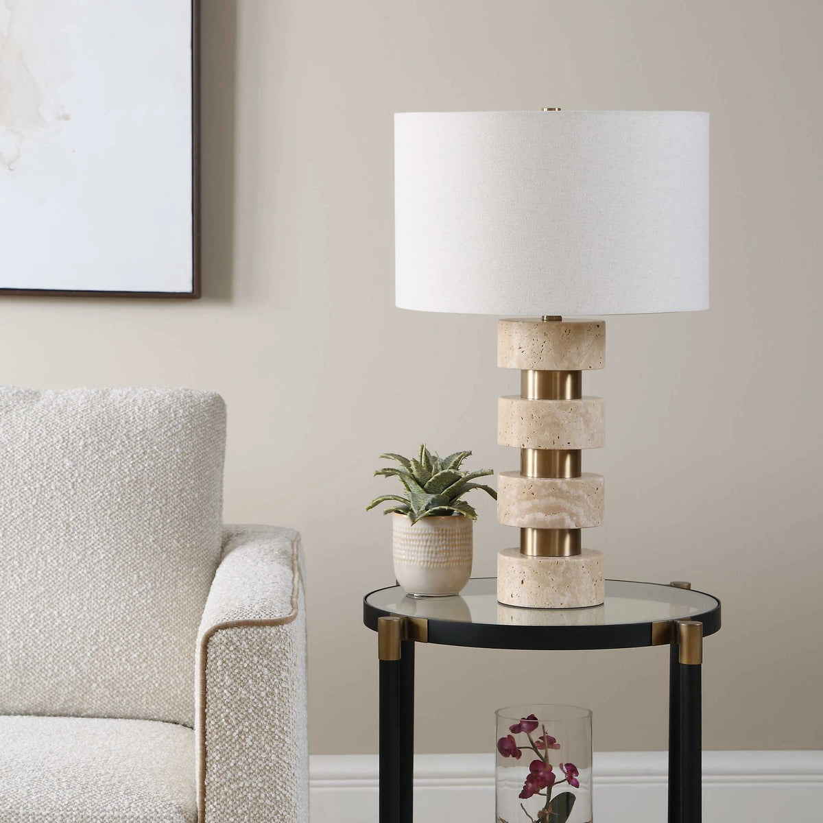 Makani Travertine Table Lamp