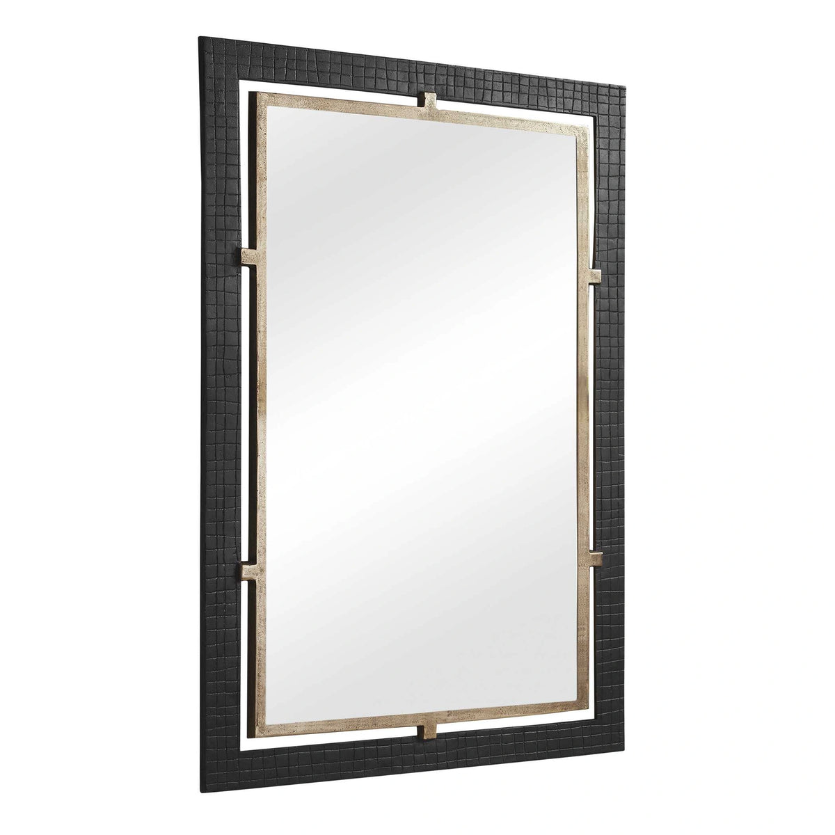Guerra Walnut & Brass Mirror