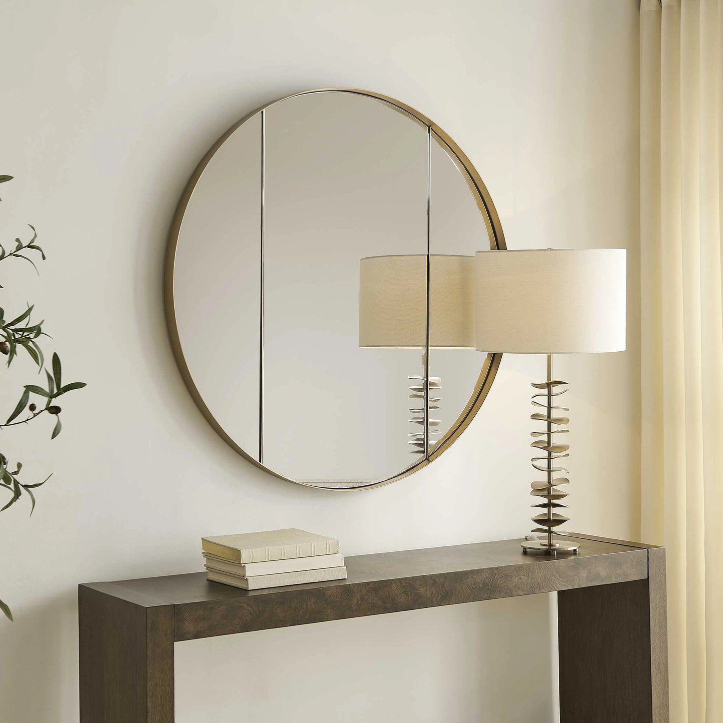 Uttermost Amram Antique Brass Round Mirror