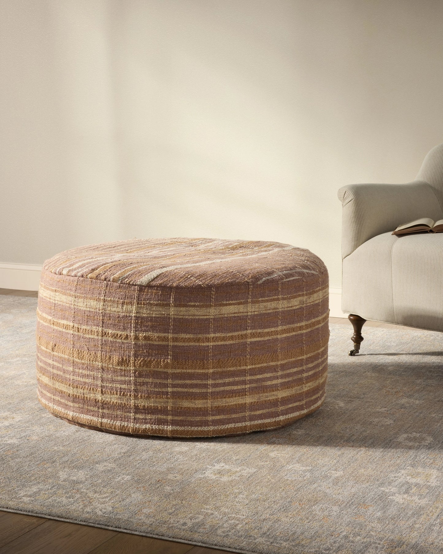 Chris Loves Julia x Loloi Wallace Clay 36"W x 36"D x 17"H Round Pouf