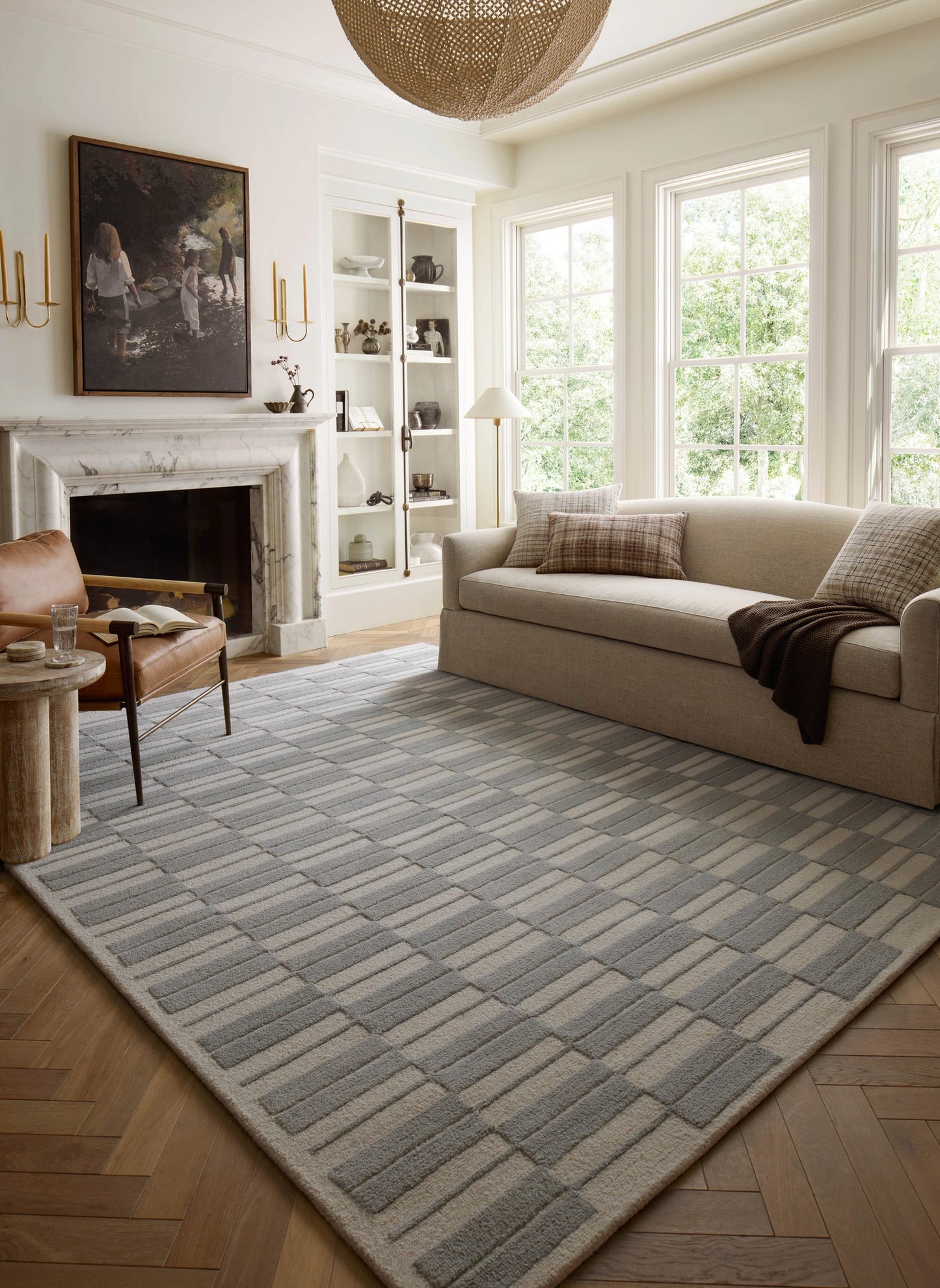 Chris Loves Julia x Loloi Bradley Ivory / Grey 3' x 7' Runner Rug