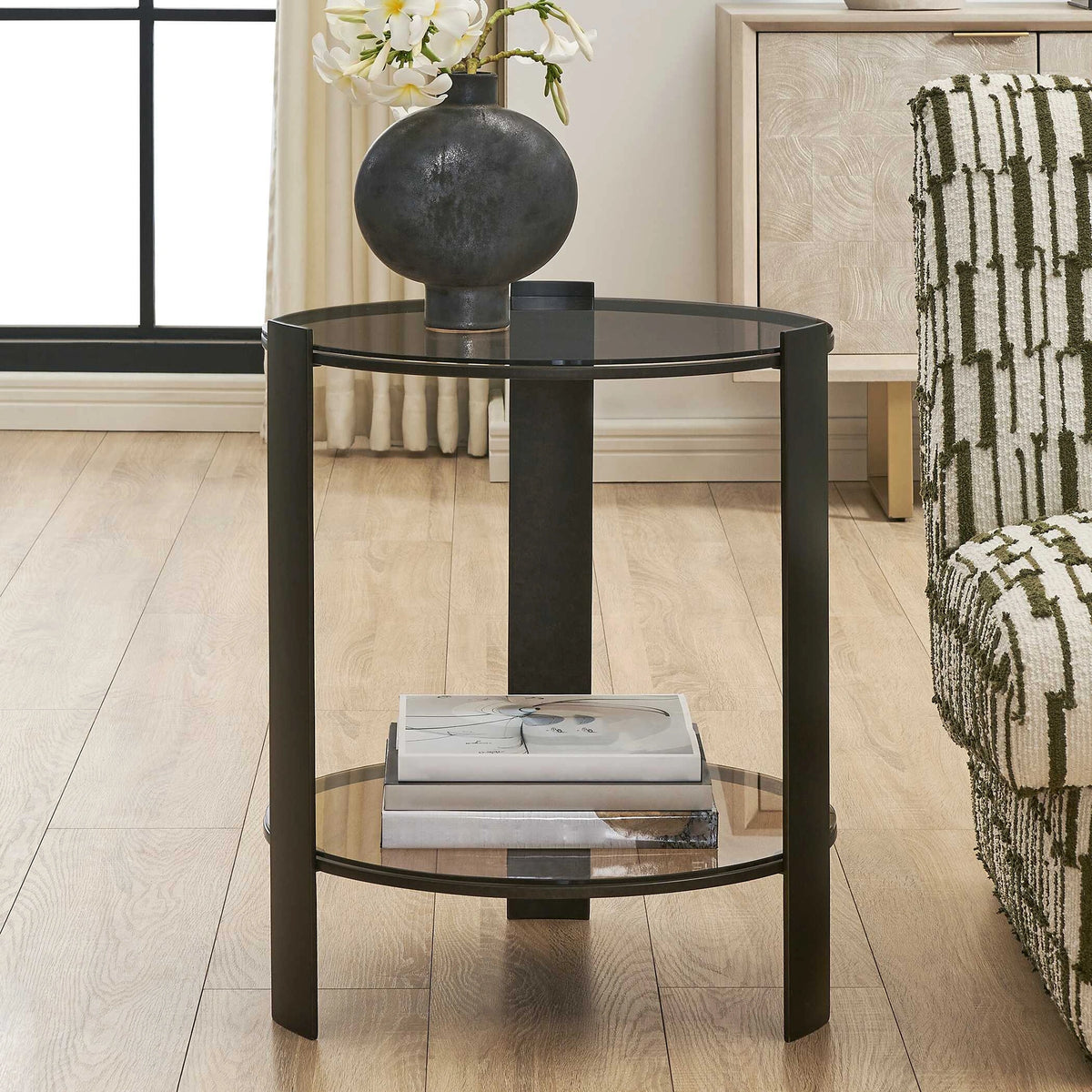 Hanson Bronze & Dark Glass Side Table