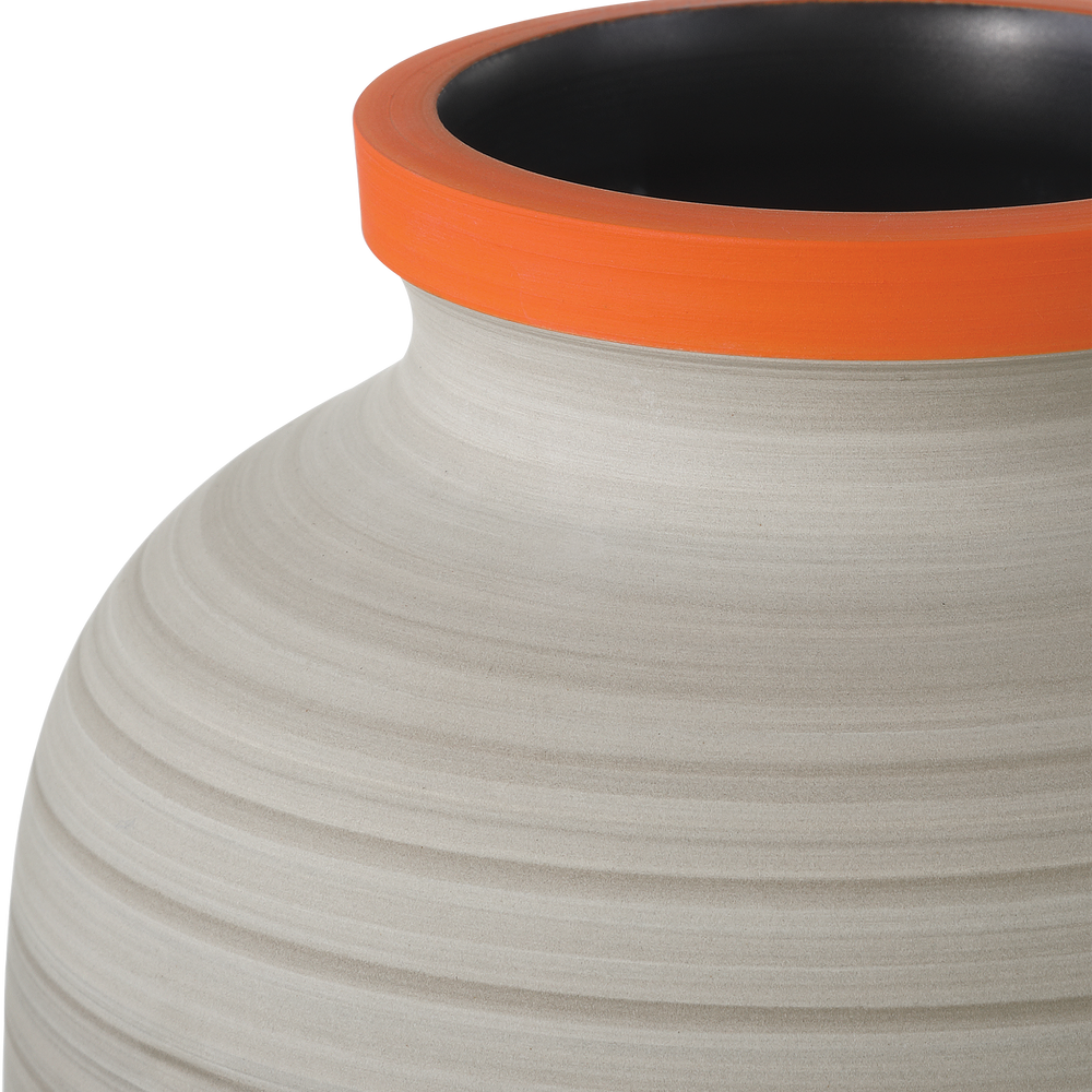 
                      
                        Happy 80's Gray, Beige, Orange & Blue Vase Set of 3.
                      
                    