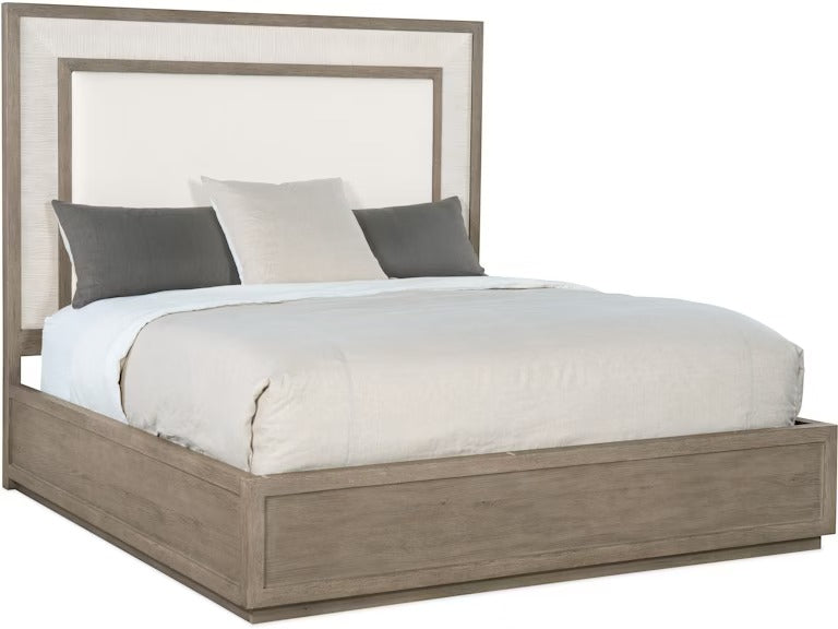 Serenity Rookery King Upholstered Panel Bed.