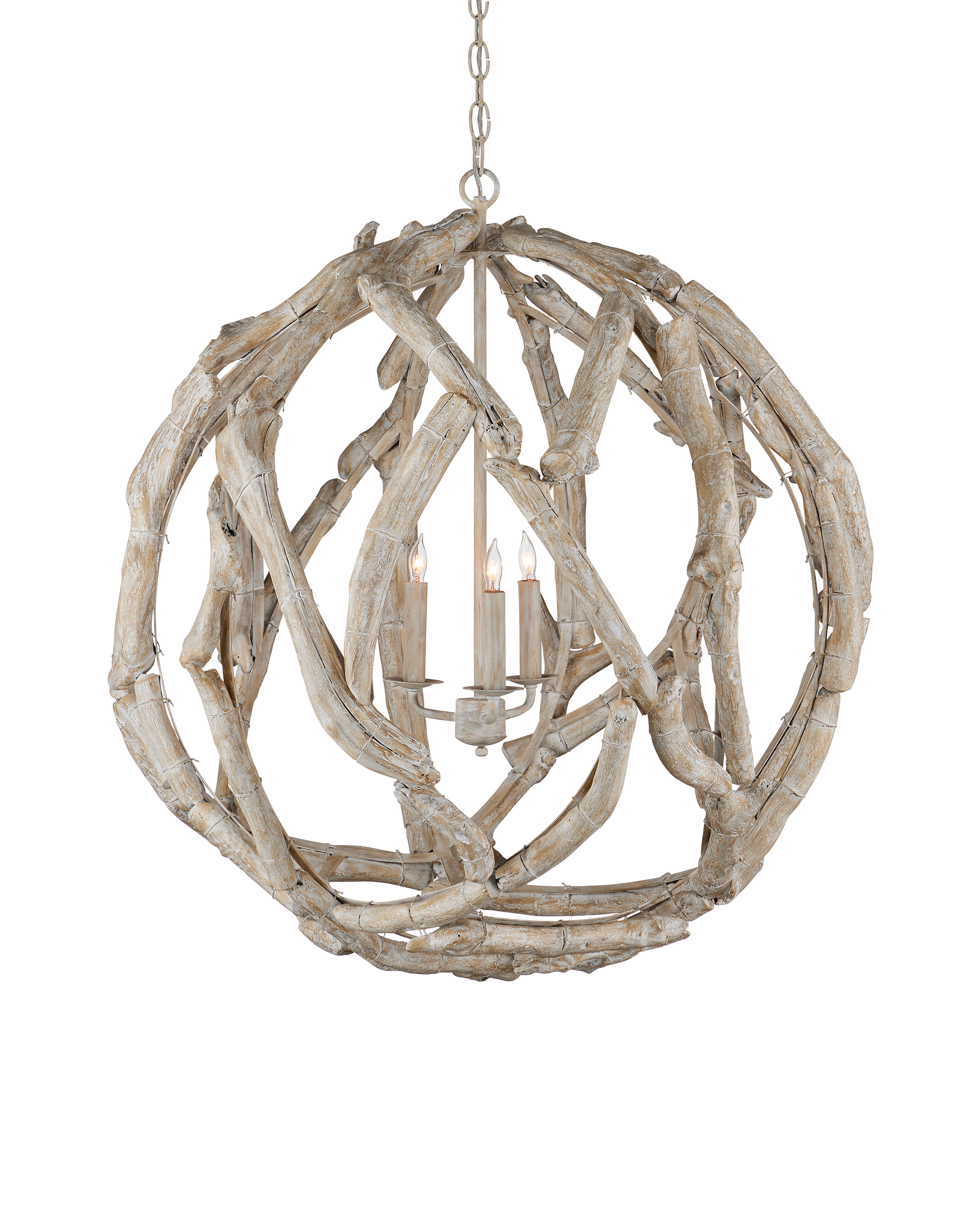 Driftwood Whitewash Orb Chandelier - Thumbnail 4