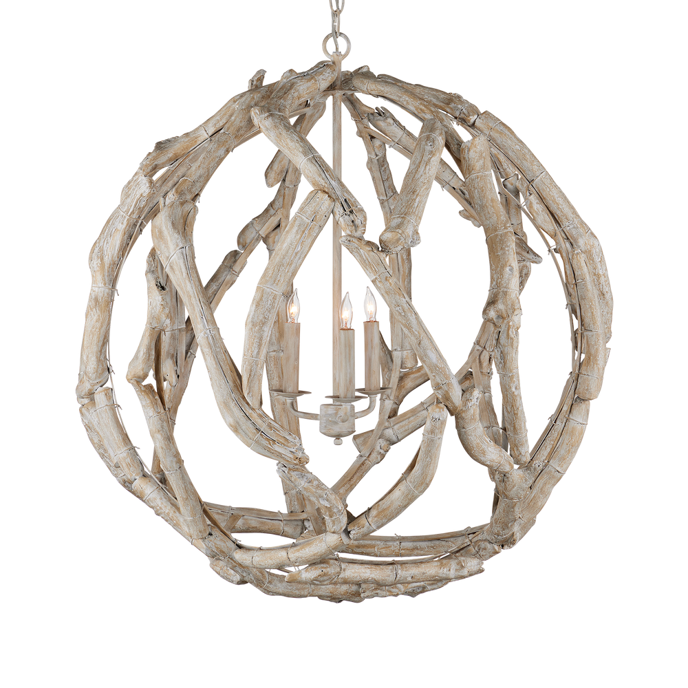 Driftwood Whitewash Orb Chandelier