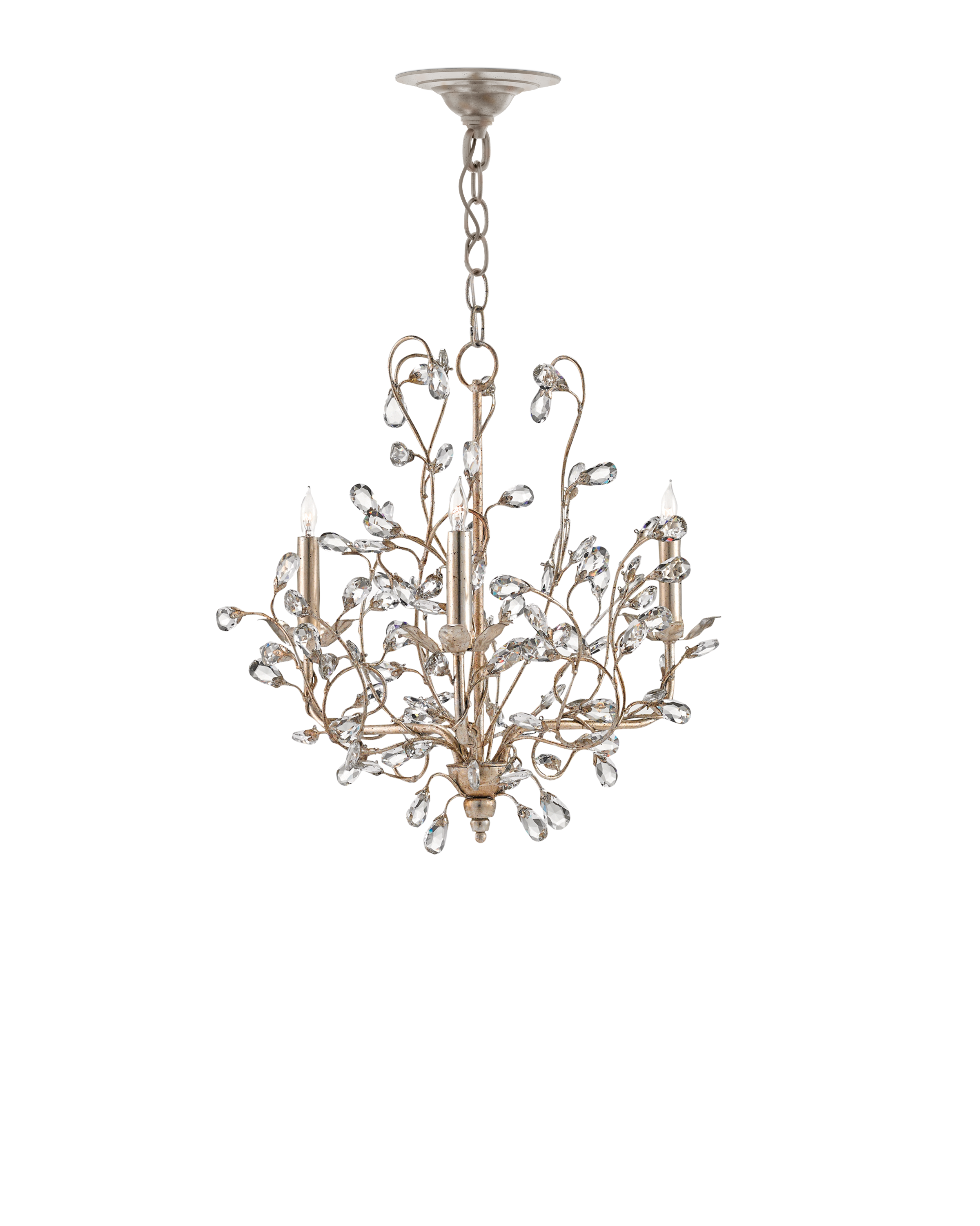 Crystal Bud Small Silver Chandelier