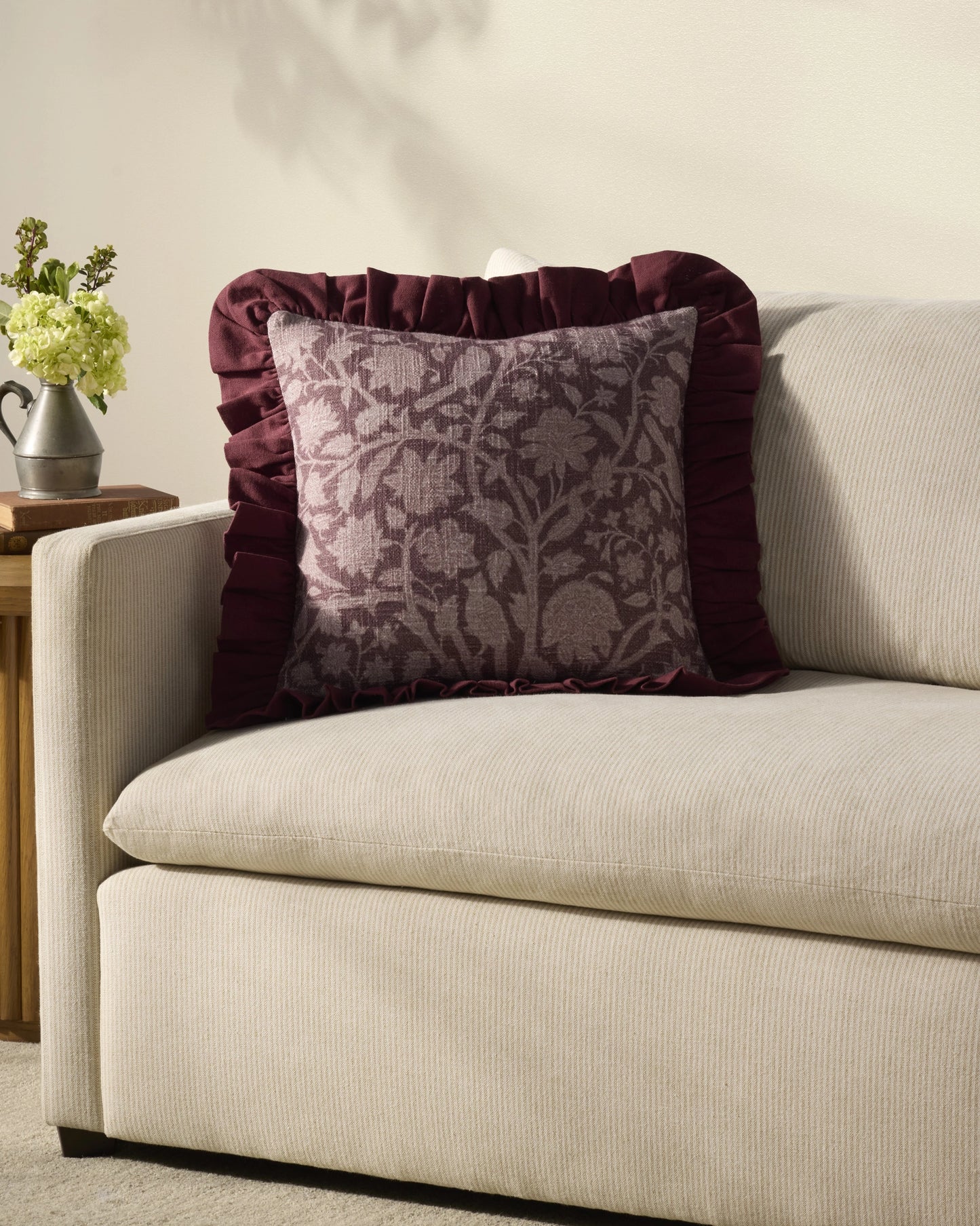 Chris Loves Julia x Loloi Kathleen Wine 18'' x 18'' Cover w/ Poly Pillow