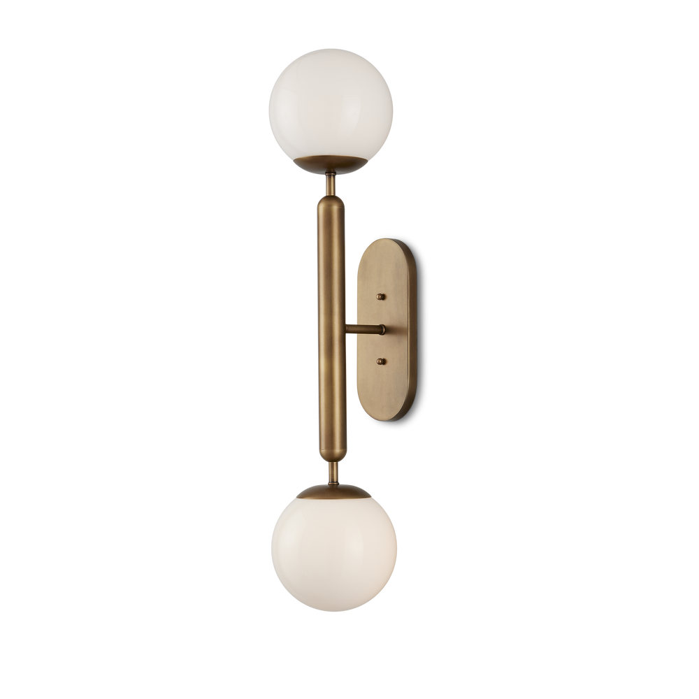 Barbican Double-Light Brass Wall Sconce.