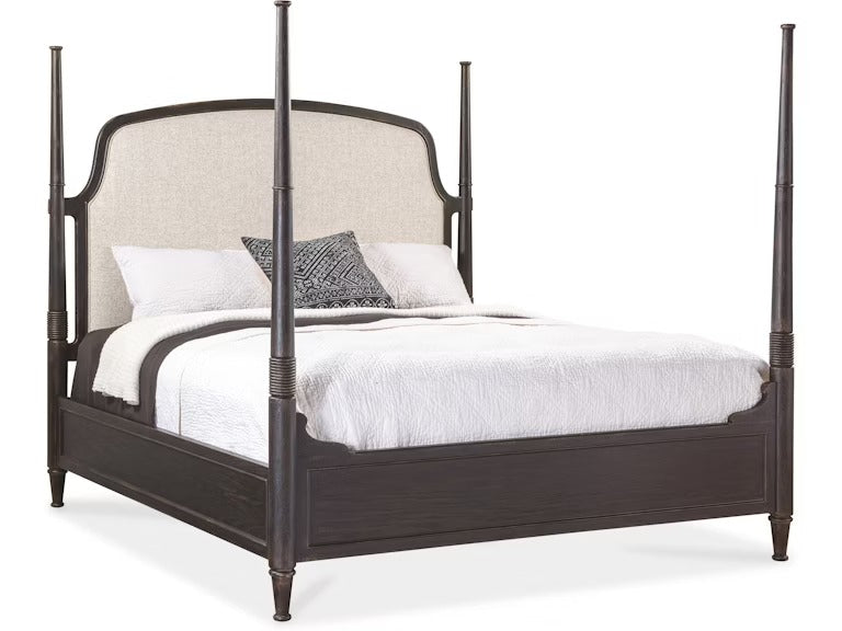 Americana California King Upholstered Poster Bed - Black