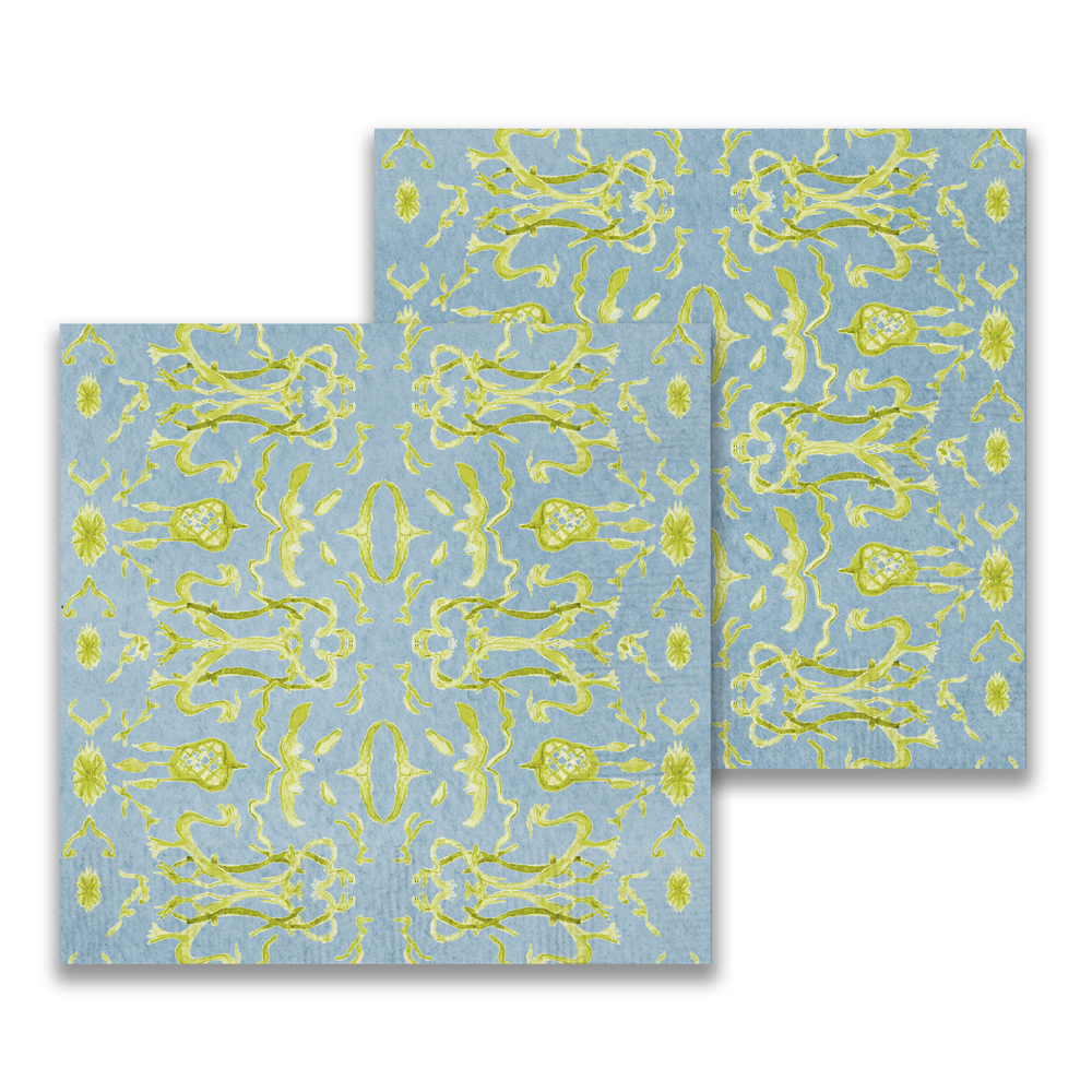 Blue & Chartreuse Chinoiserie Cocktail Napkin – Outrageous Interiors ...