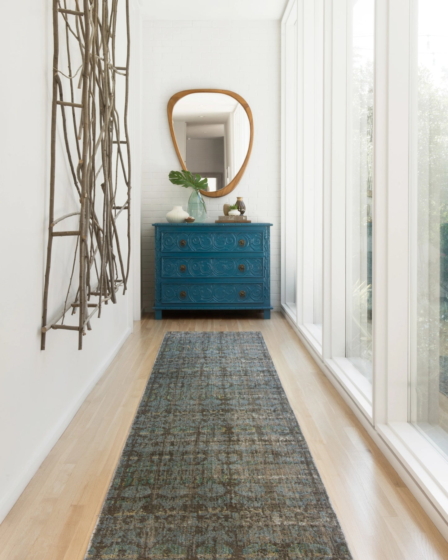 Loloi Javari Steel / Lagoon 3'-7" x 5'-2" Accent Rug