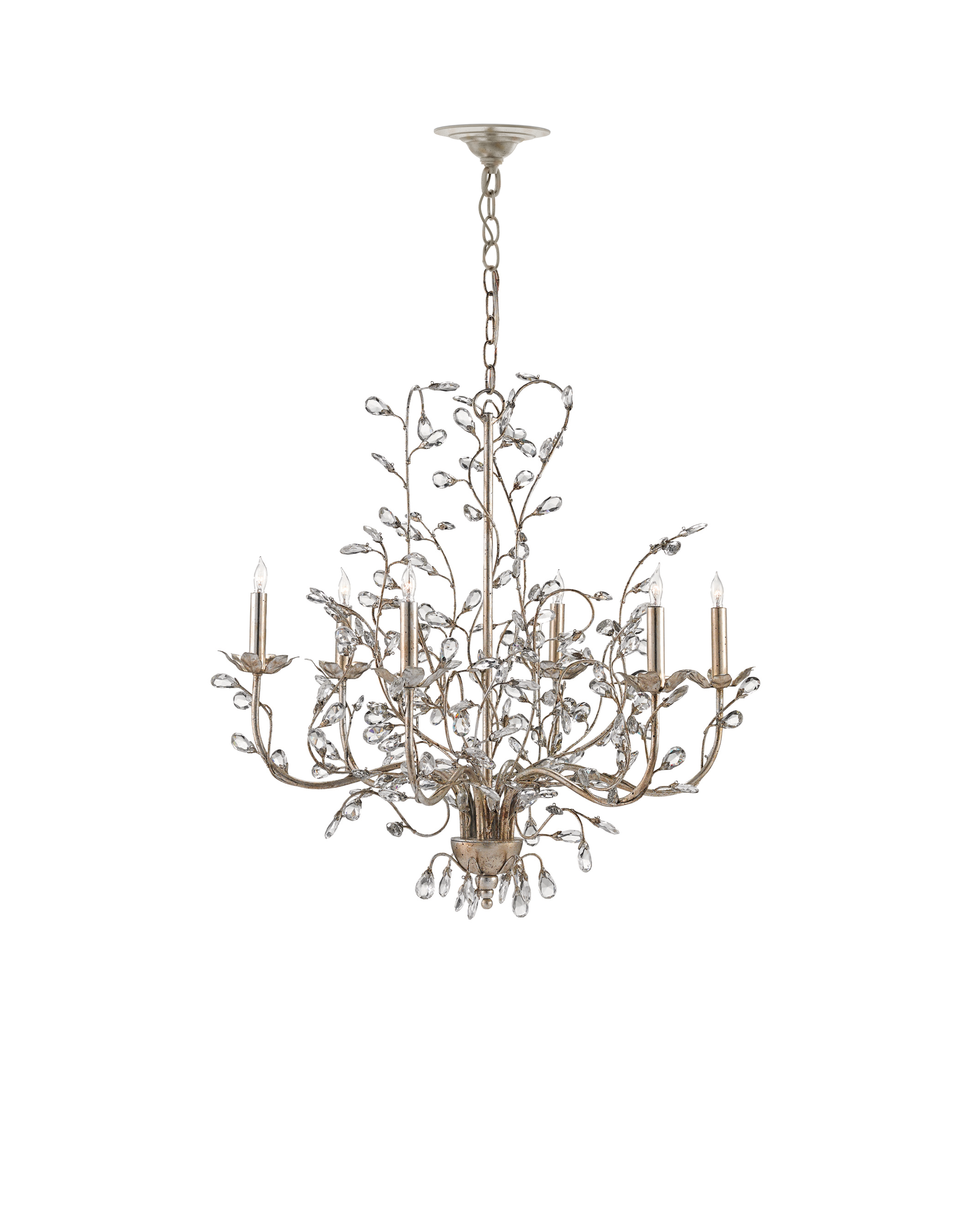 Crystal Bud Medium Silver Chandelier - Thumbnail 2