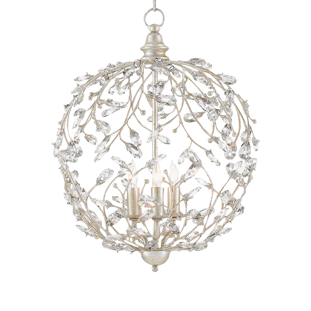 Crystal Bud Silver Orb Chandelier